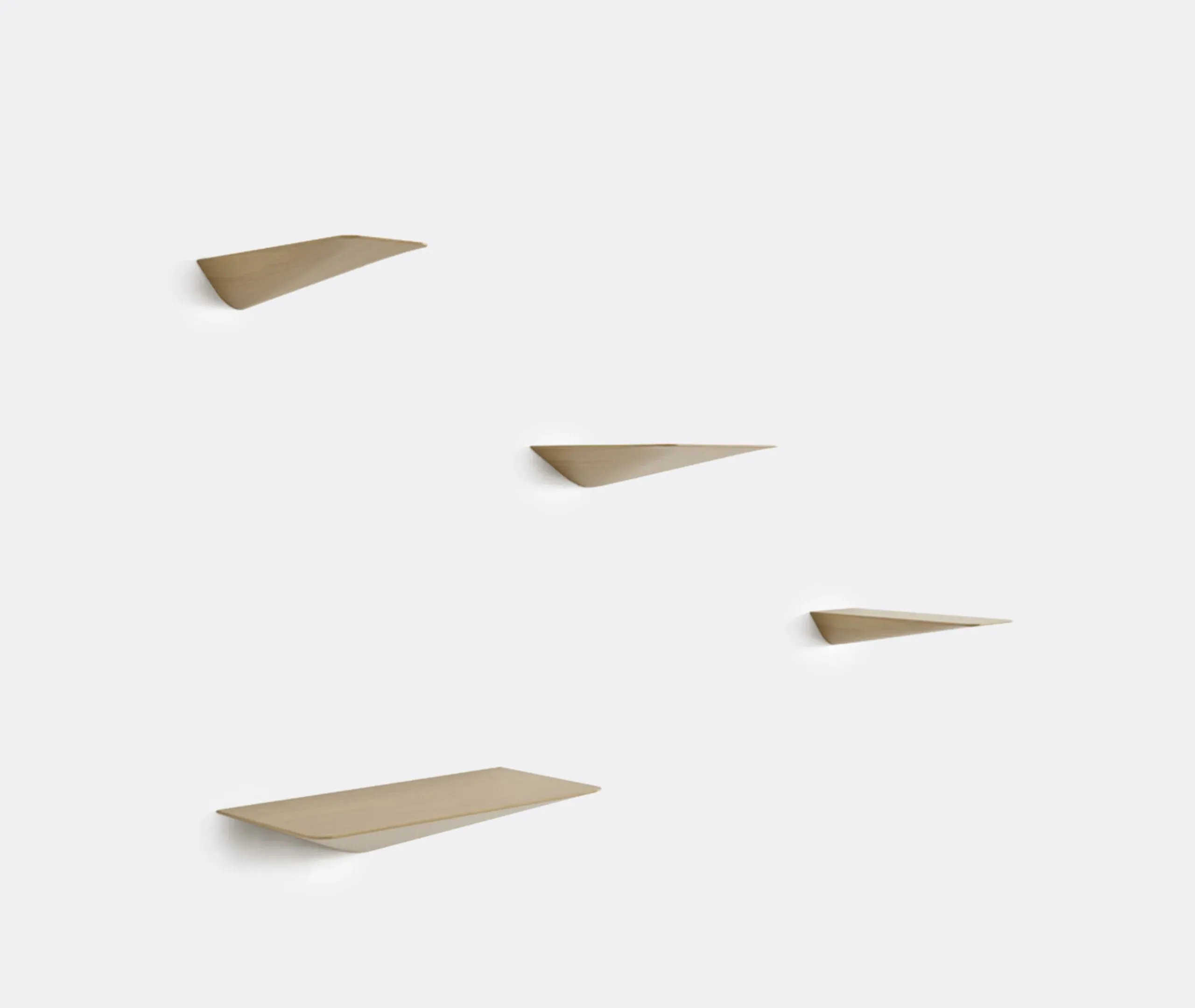 Medium Wall Shelf - Matt Oak, Solid Wood