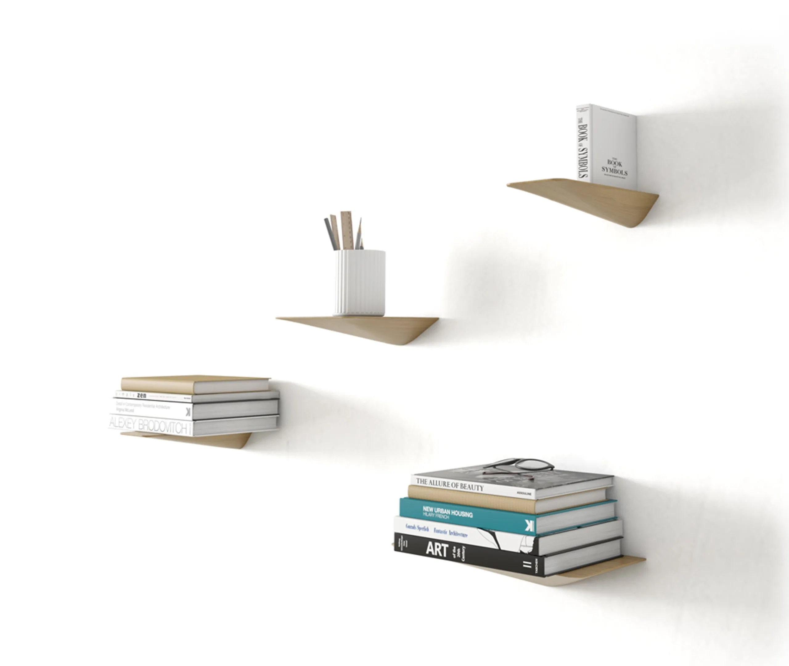 Medium Wall Shelf - Matt Oak, Solid Wood