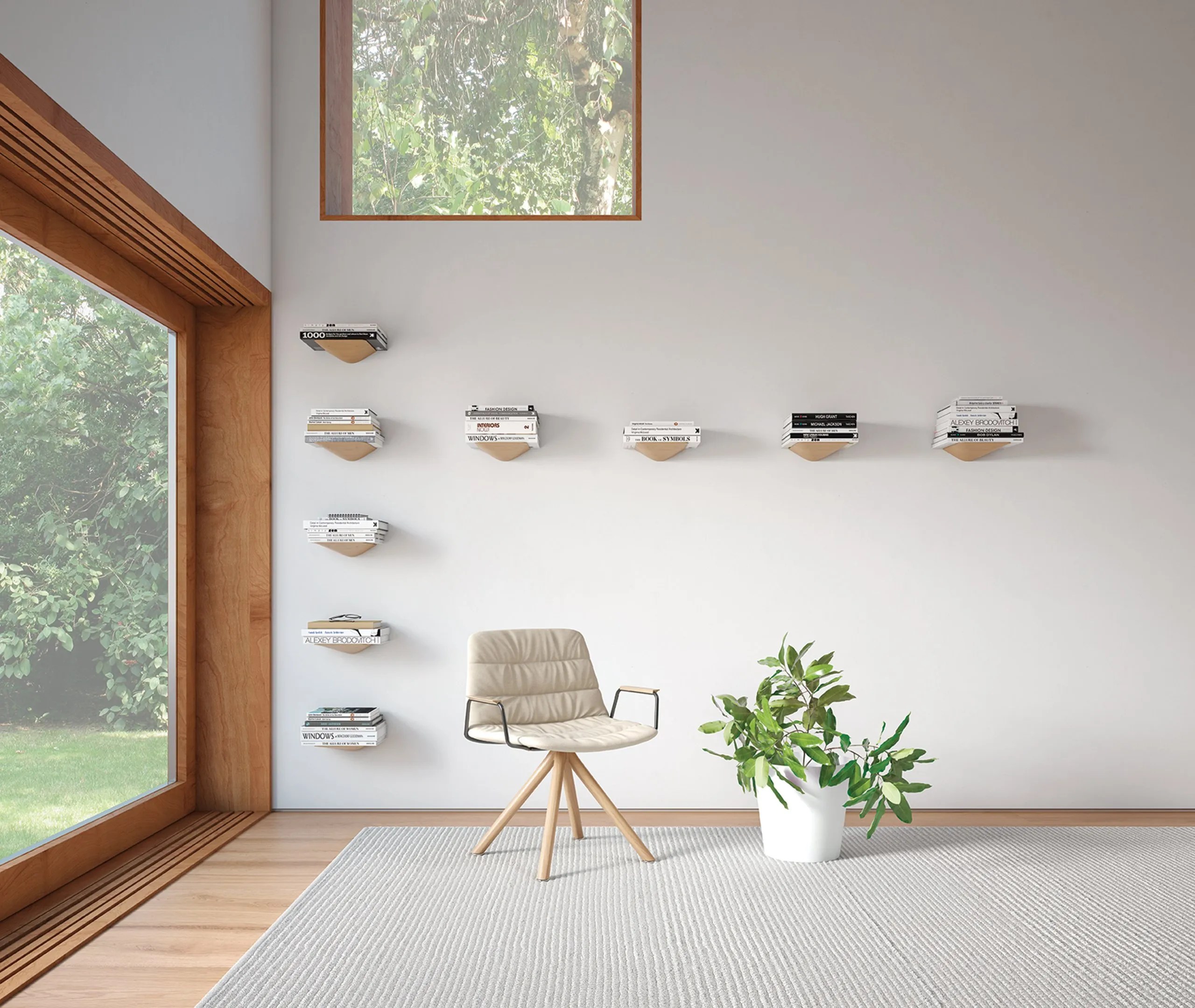 Medium Wall Shelf - Matt Oak, Solid Wood