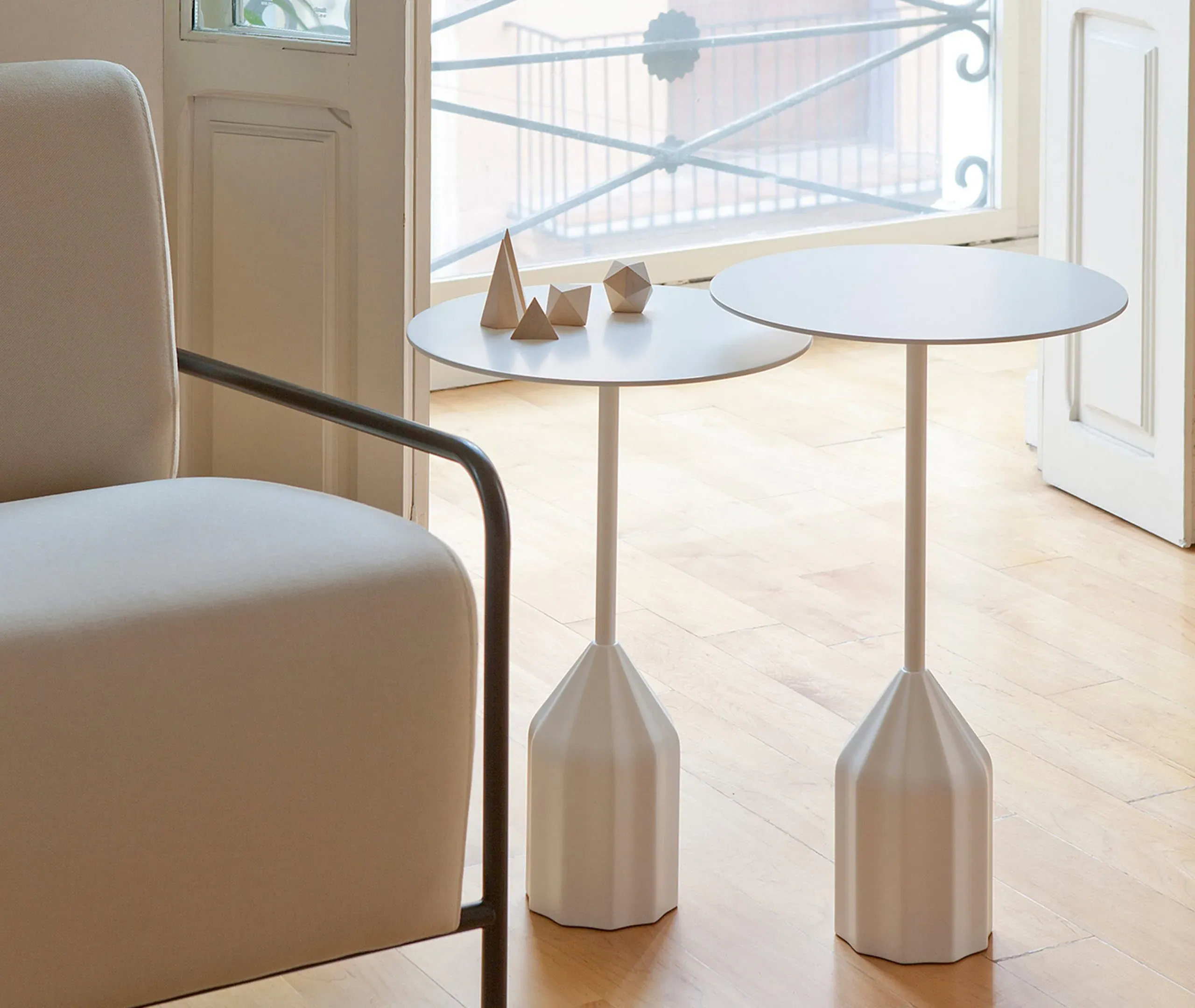 Mini Side Table with Foam Base - White, Steel