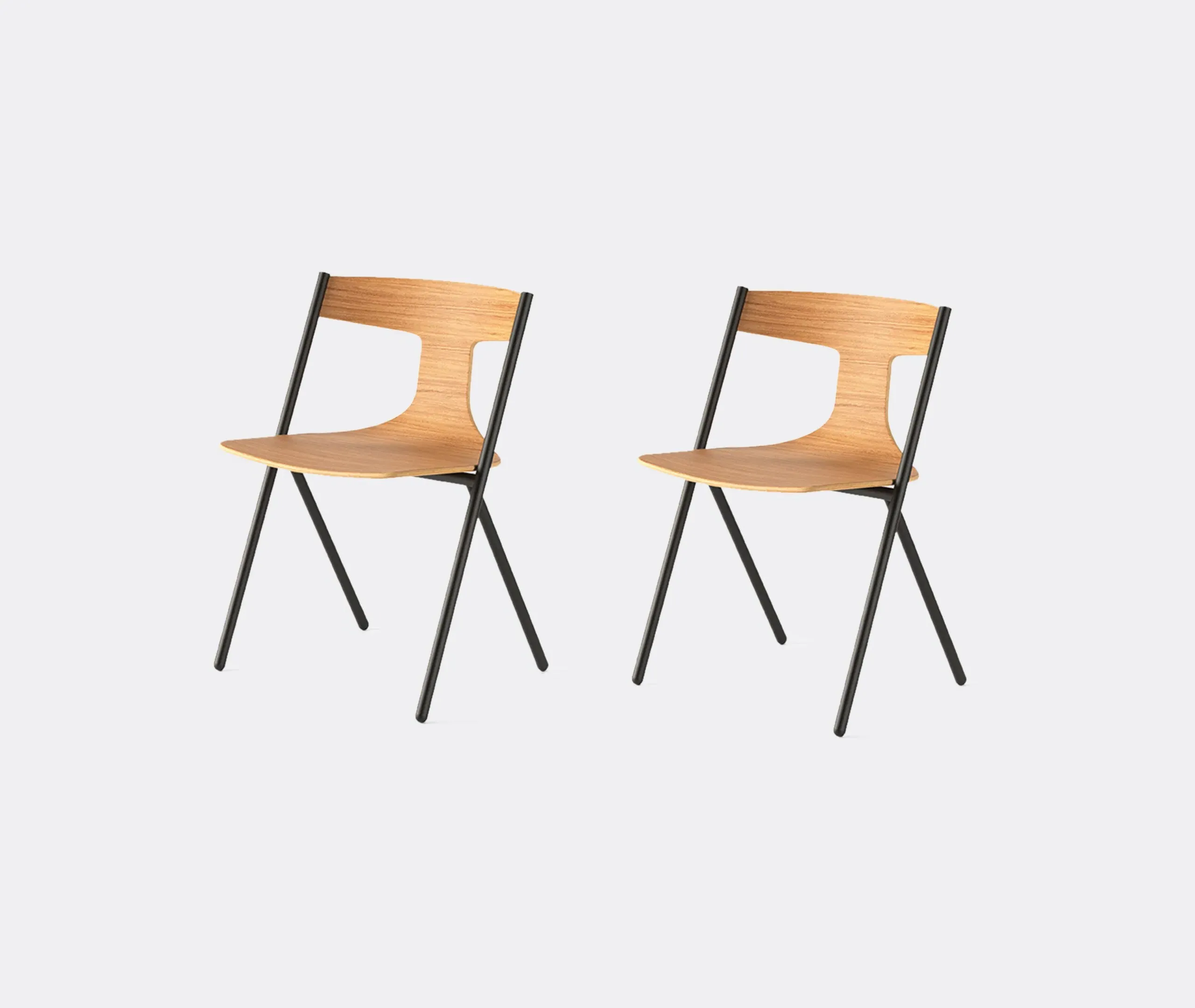 Quadra Chair with Steel Frame - Oak, Plywood