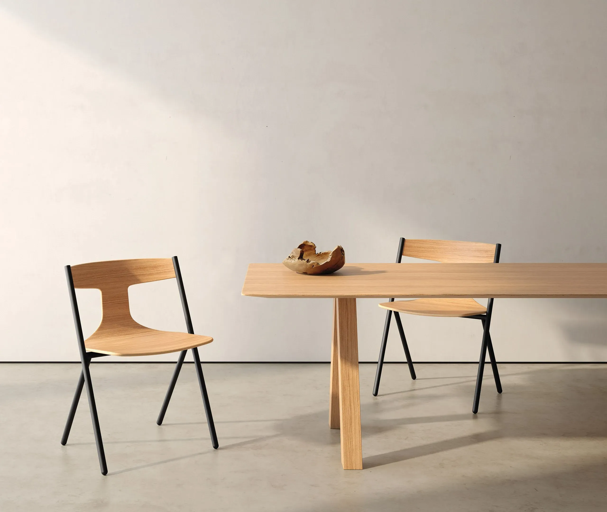 Quadra Chair with Steel Frame - Oak, Plywood