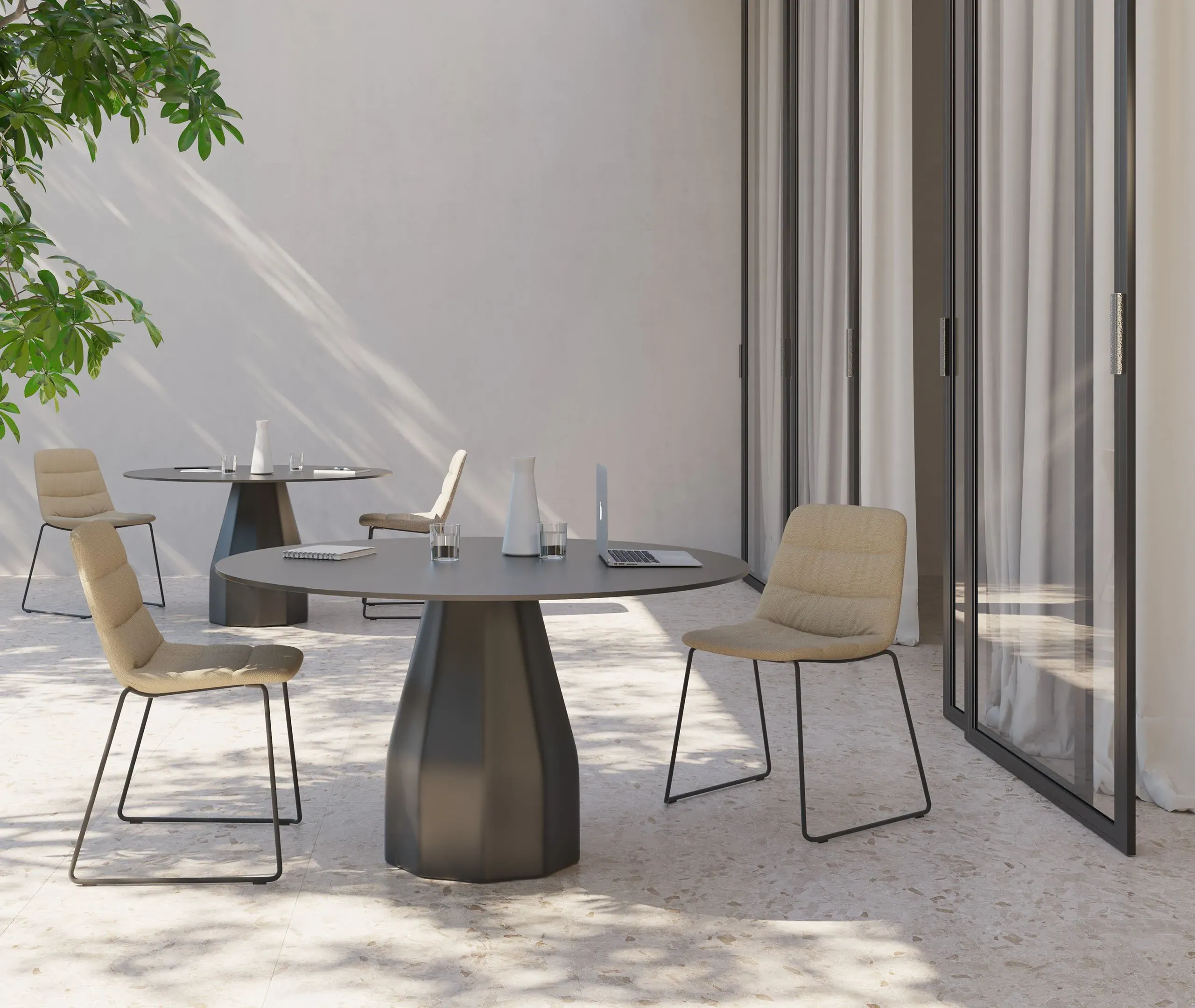 Side Table with Sculptural Base - Black, Steel