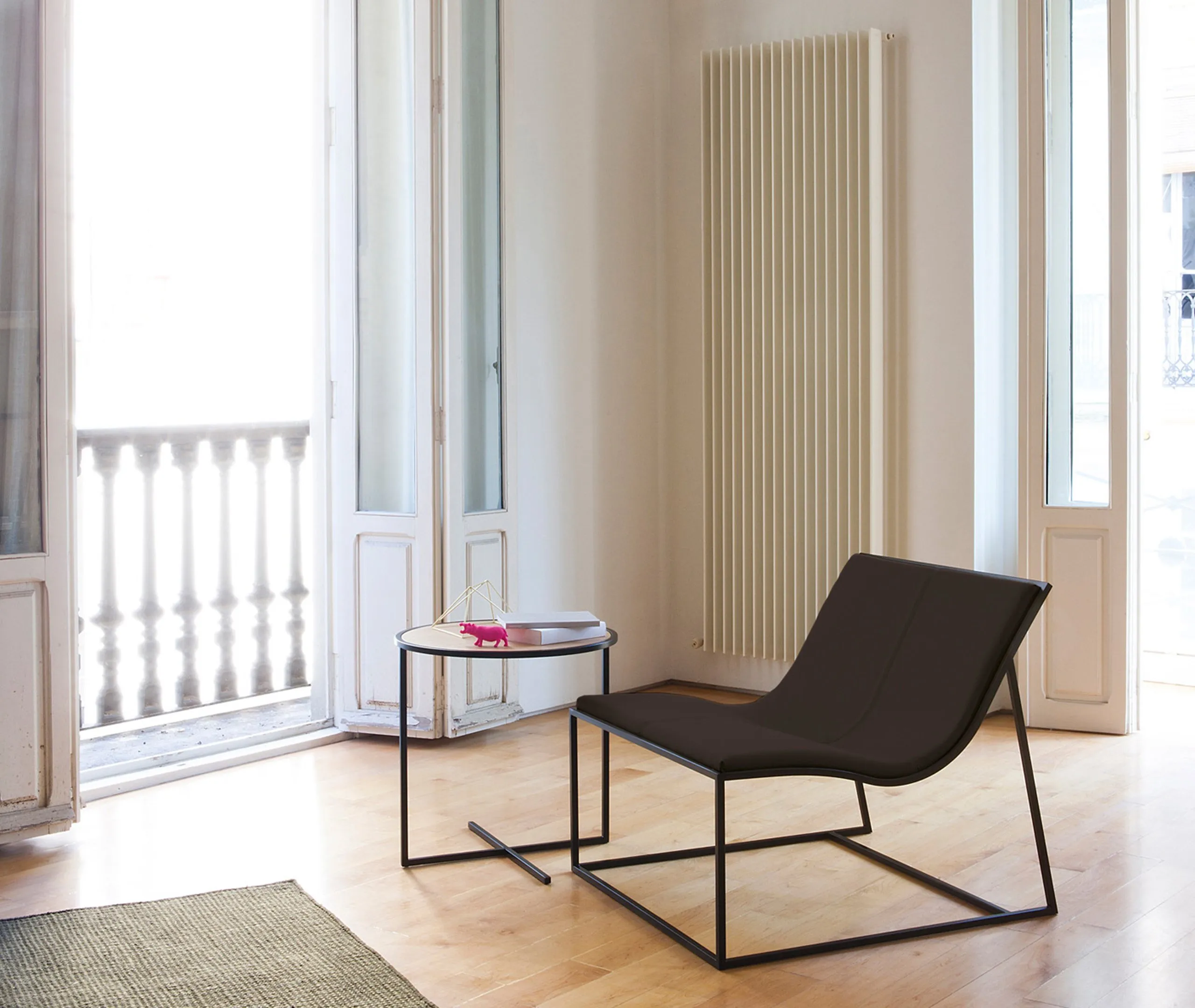Side Table with Steel Frame - Oak, Wood