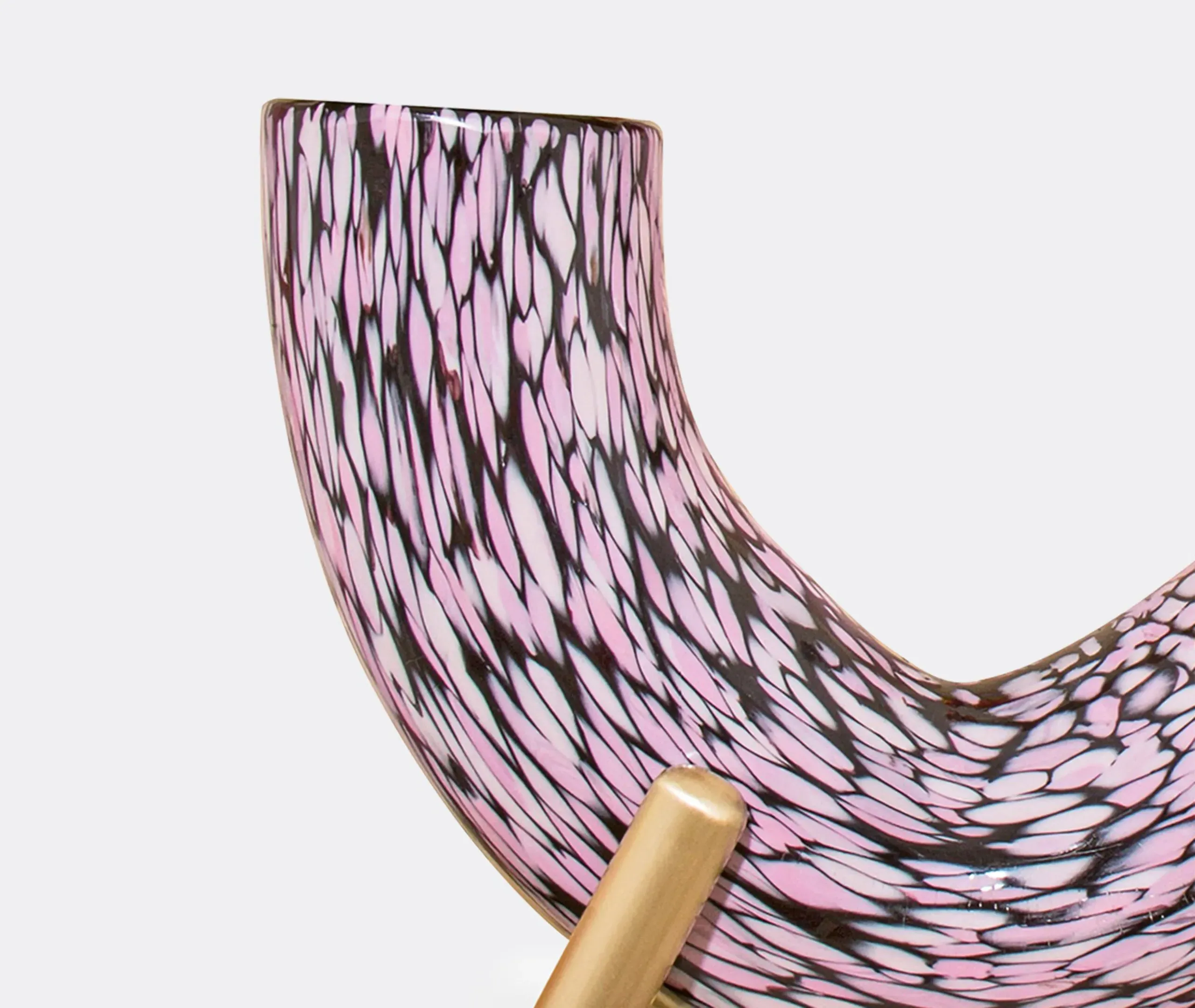 Decorative Vase with Brass Stand - Multicolor Glass