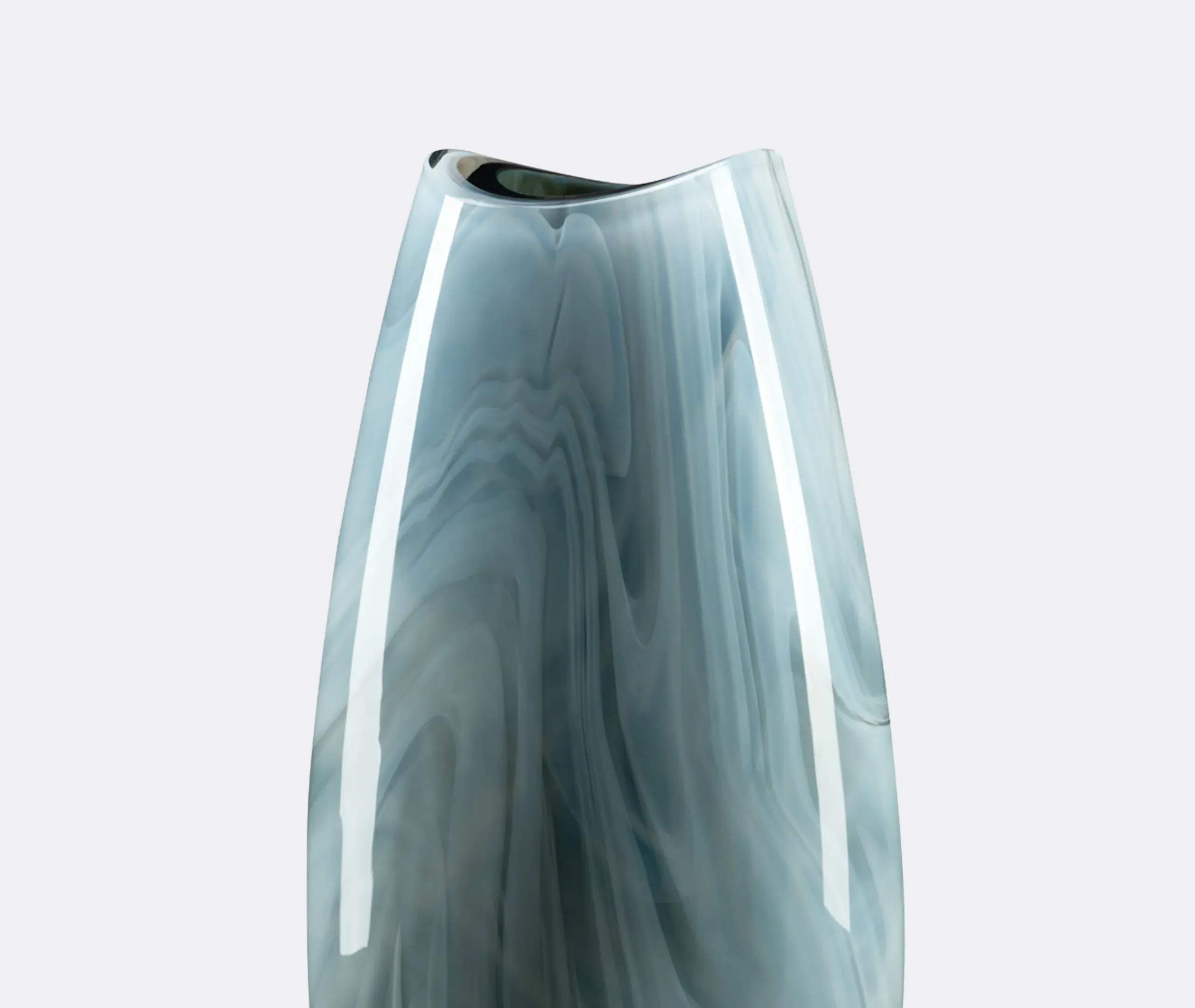 Large Vase with Wave Design - Grey, Murano Glass