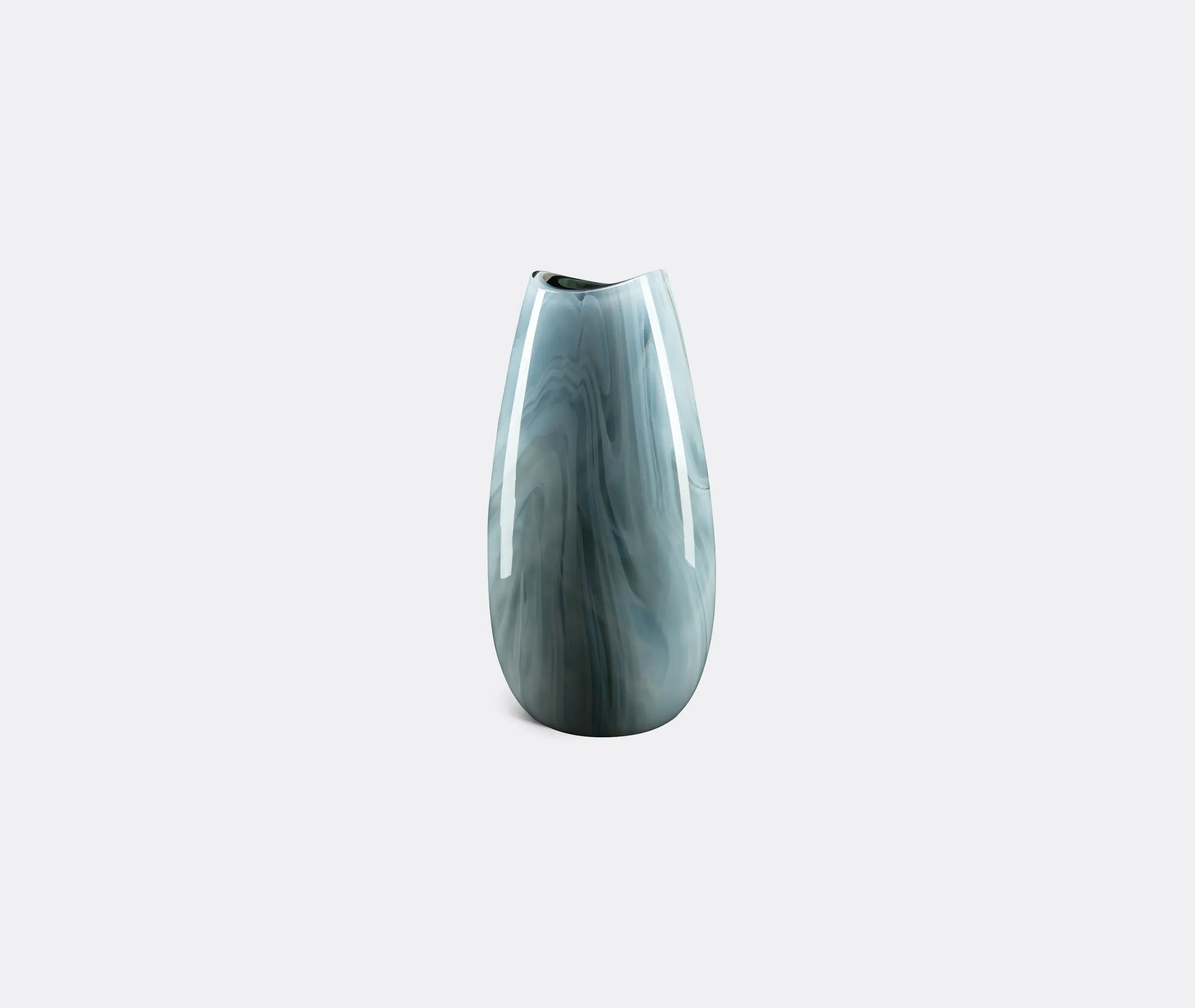 Large Vase with Wave Design - Grey, Murano Glass