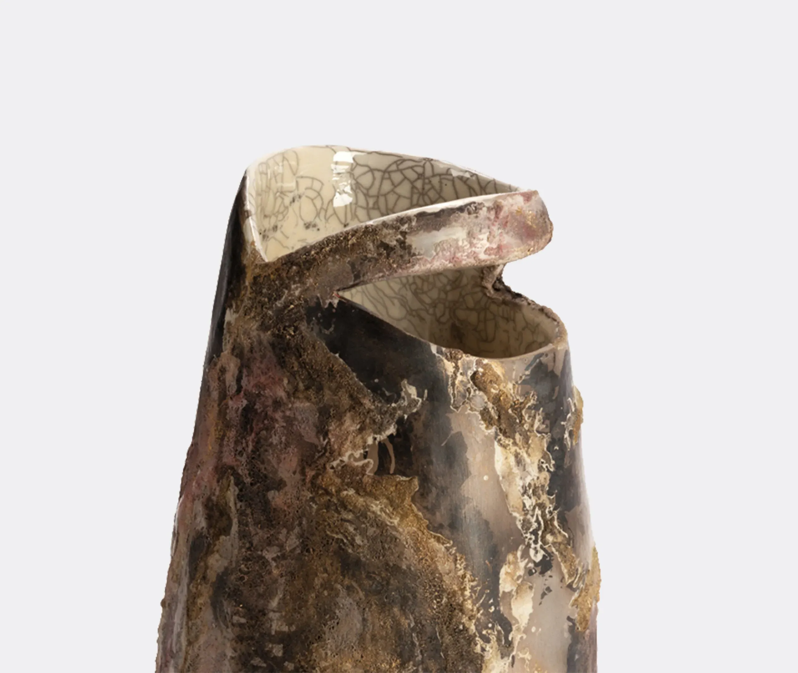 Medium Vase with Textured Finish - Beige, Ceramic