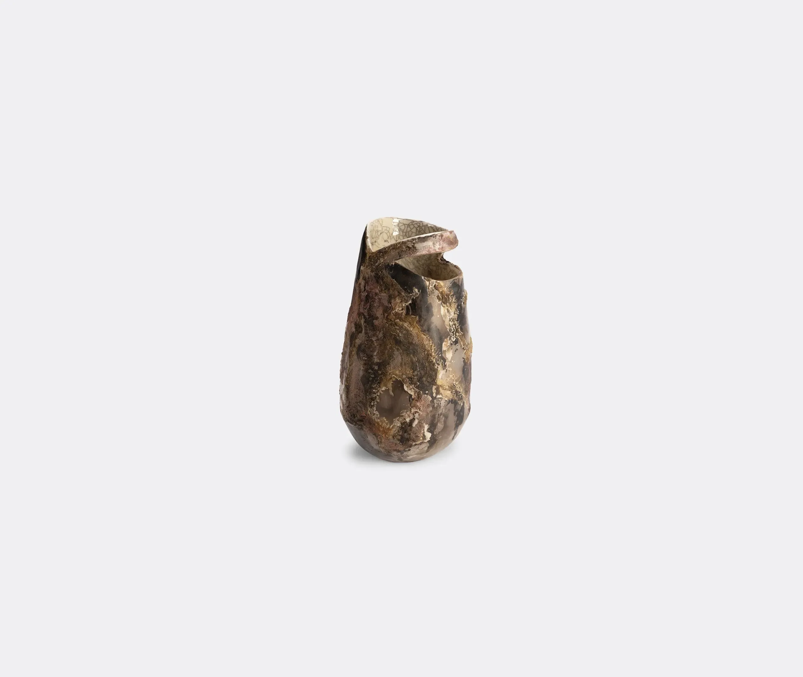 Medium Vase with Textured Finish - Beige, Ceramic
