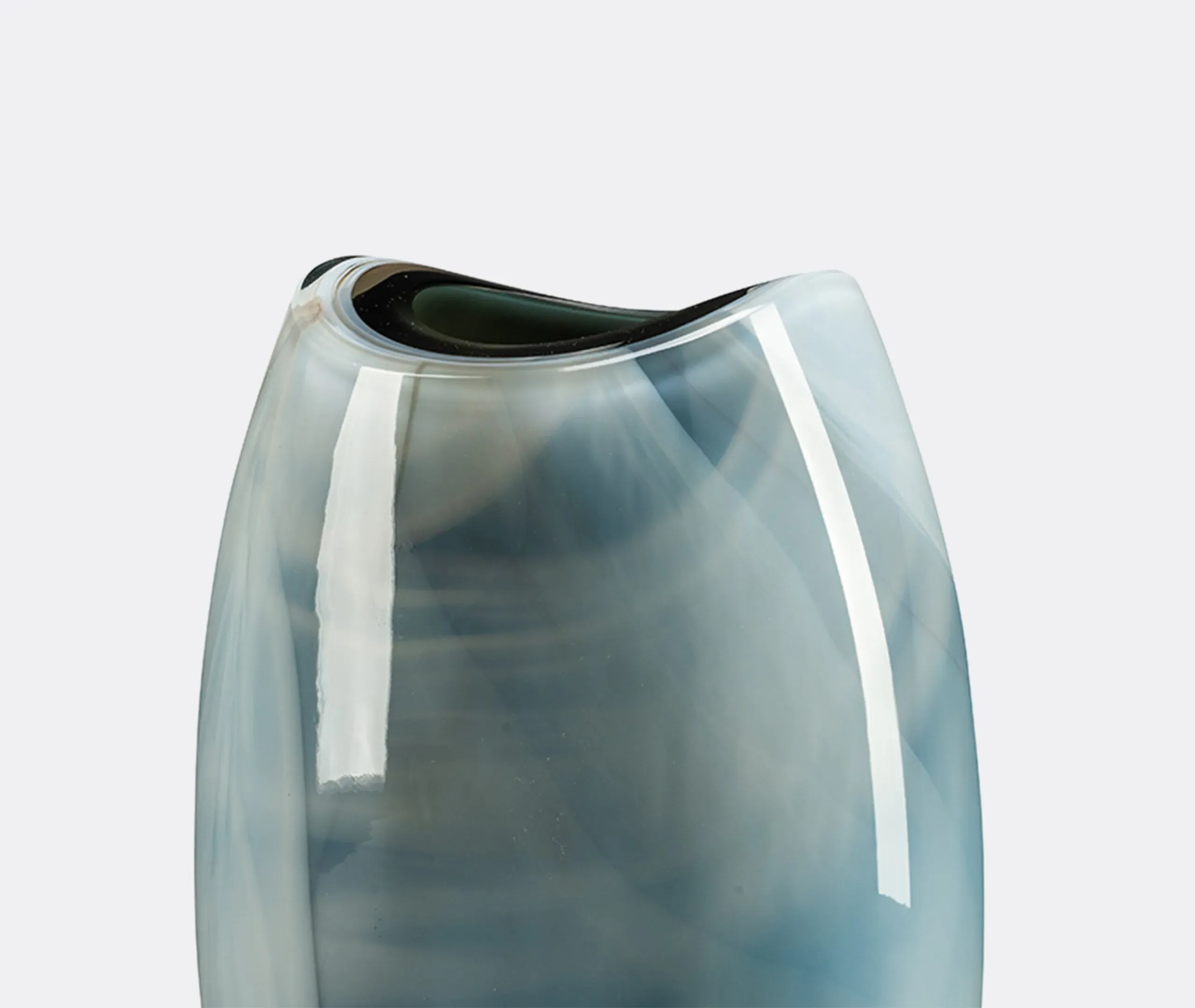 Medium Vase with Wave Design - Grey, Murano Glass