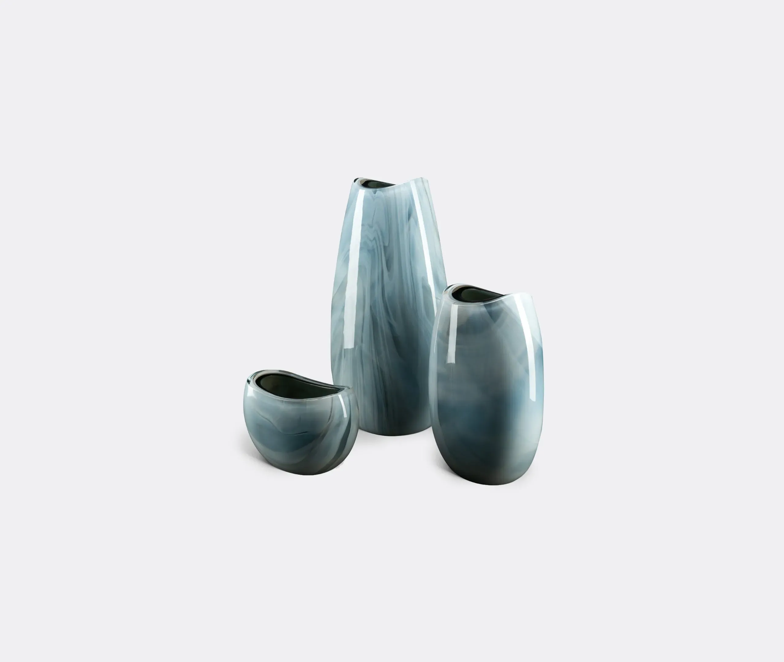 Medium Vase with Wave Design - Grey, Murano Glass