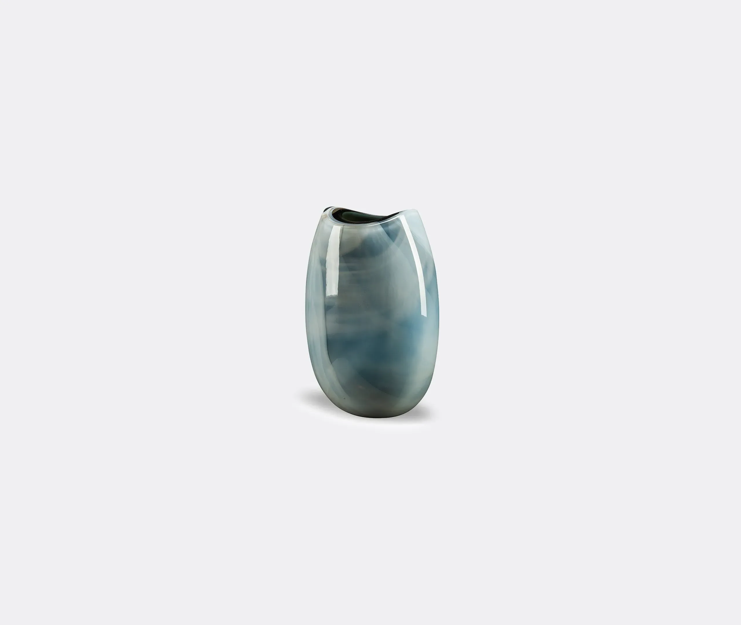 Medium Vase with Wave Design - Grey, Murano Glass