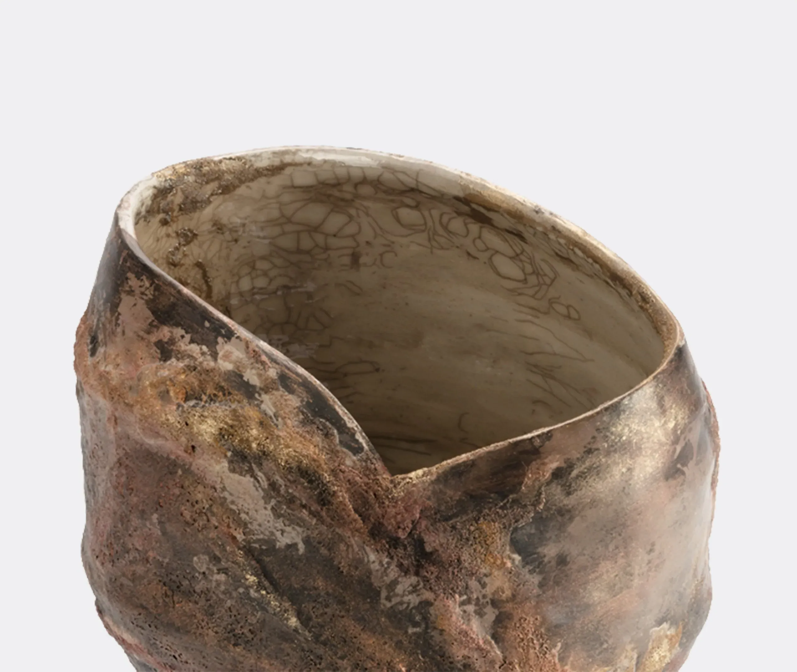 Short Vase with Textured Finish - Beige, Ceramic