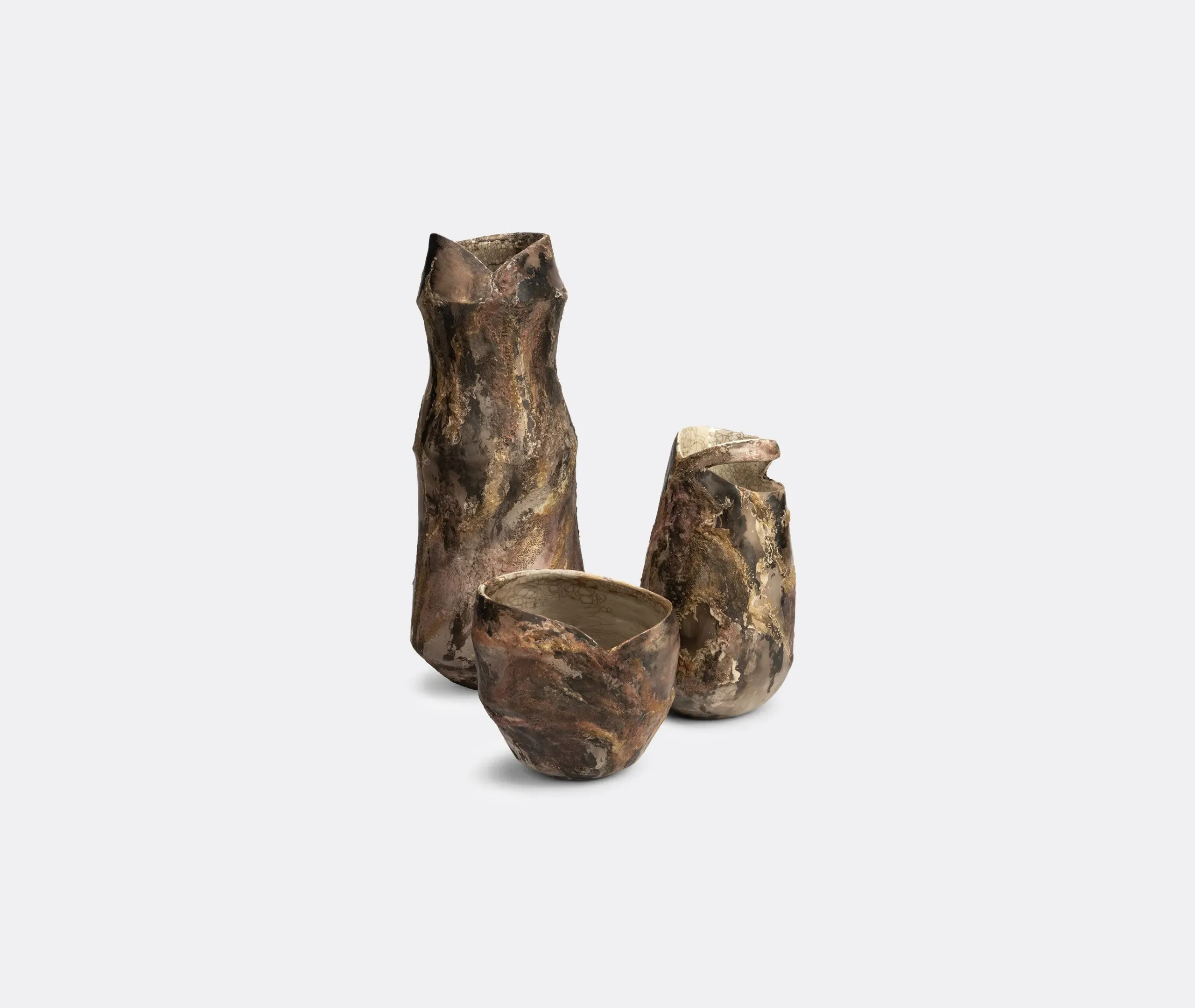 Short Vase with Textured Finish - Beige, Ceramic