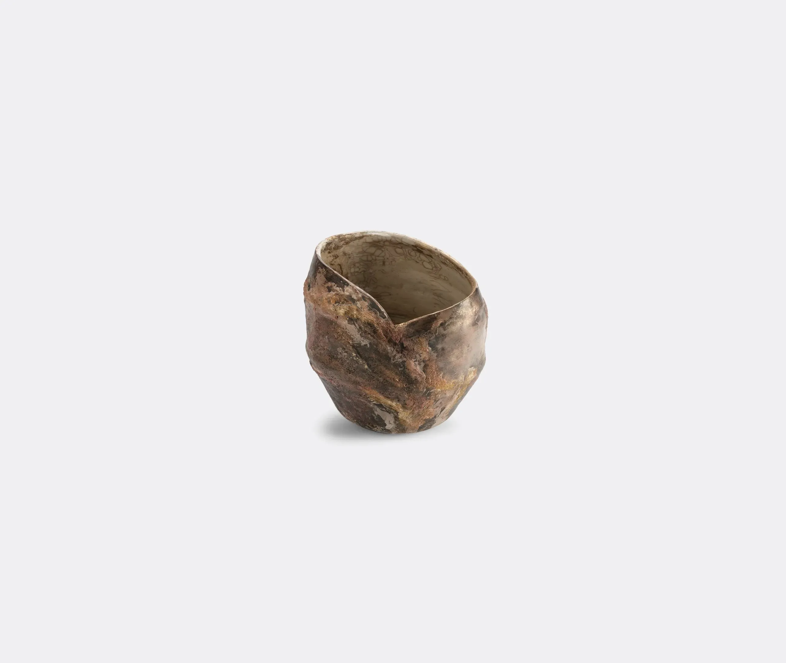 Short Vase with Textured Finish - Beige, Ceramic image