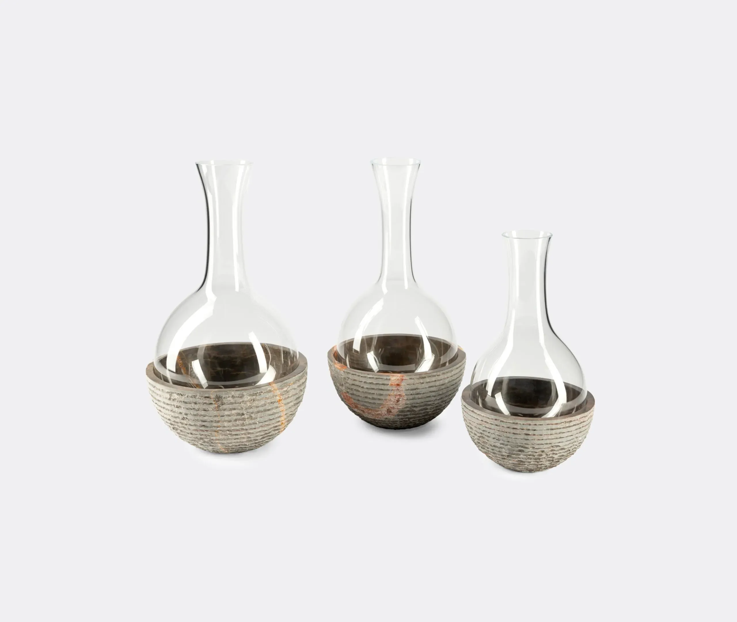 Small Carafe with Marble Base - Grey, Glass