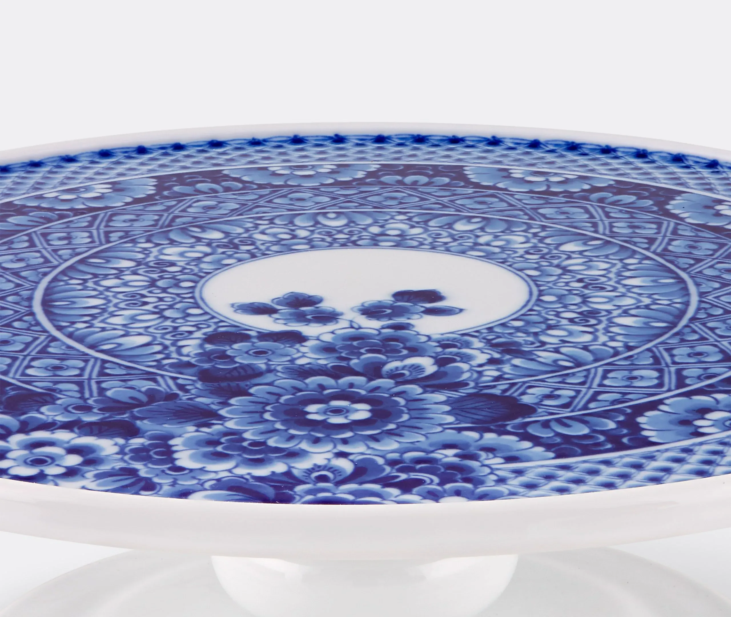 Cake Stand with Sculptural Design - Blue, Porcelain