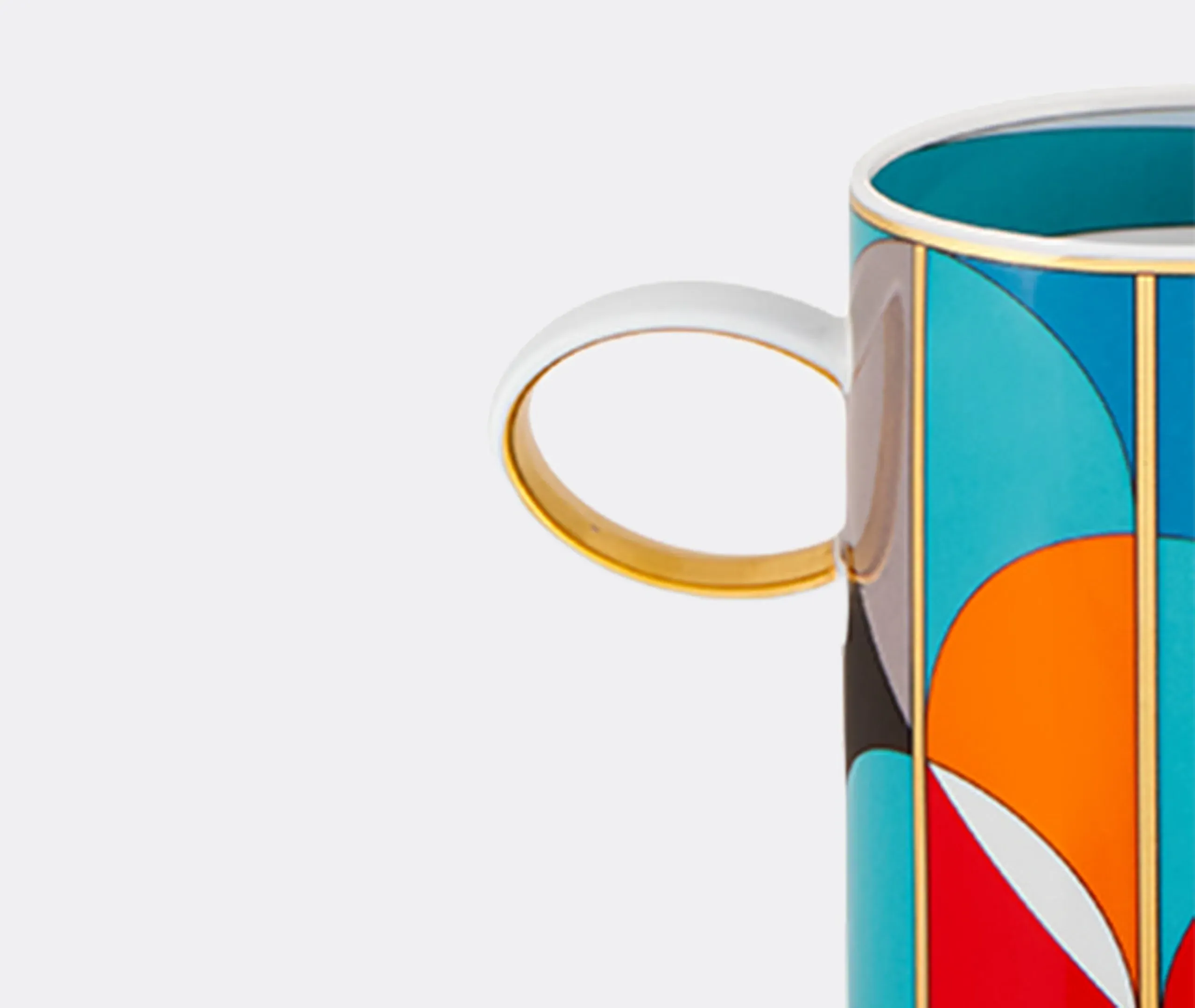 Mug with Geometric Pattern - Multicolor, Porcelain