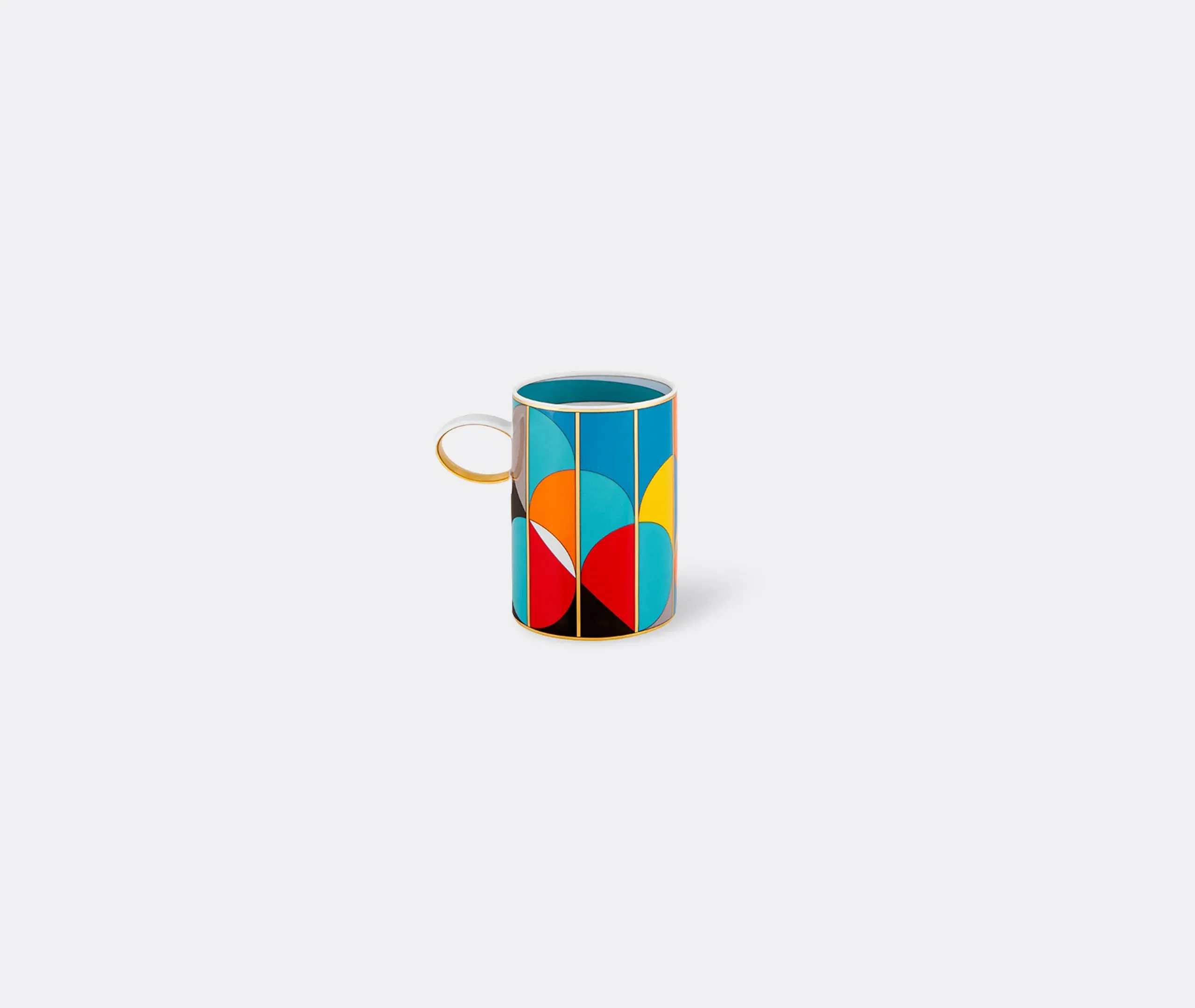 Mug with Geometric Pattern - Multicolor, Porcelain