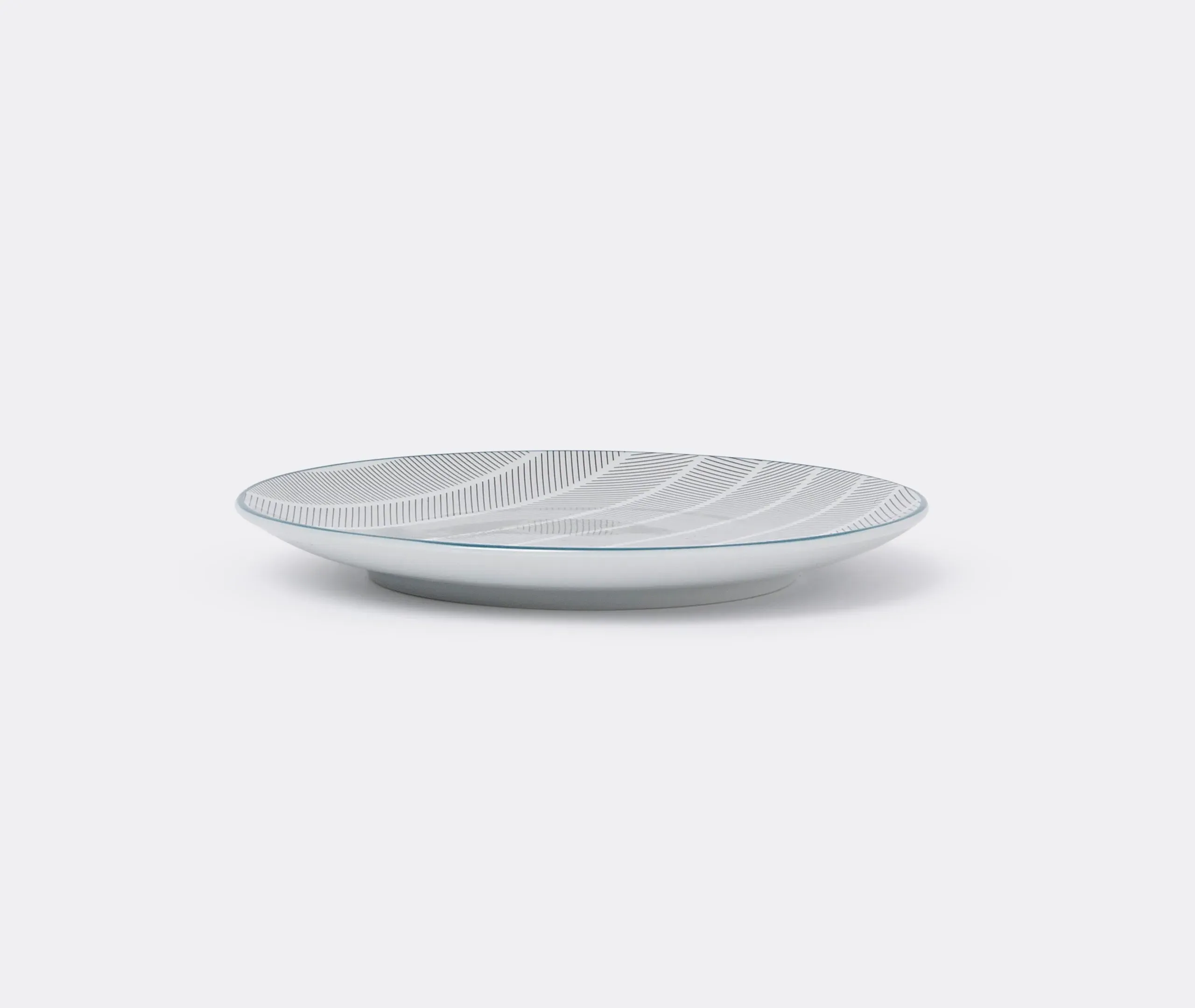 Small Side Plate with Striped Design - White, Porcelain