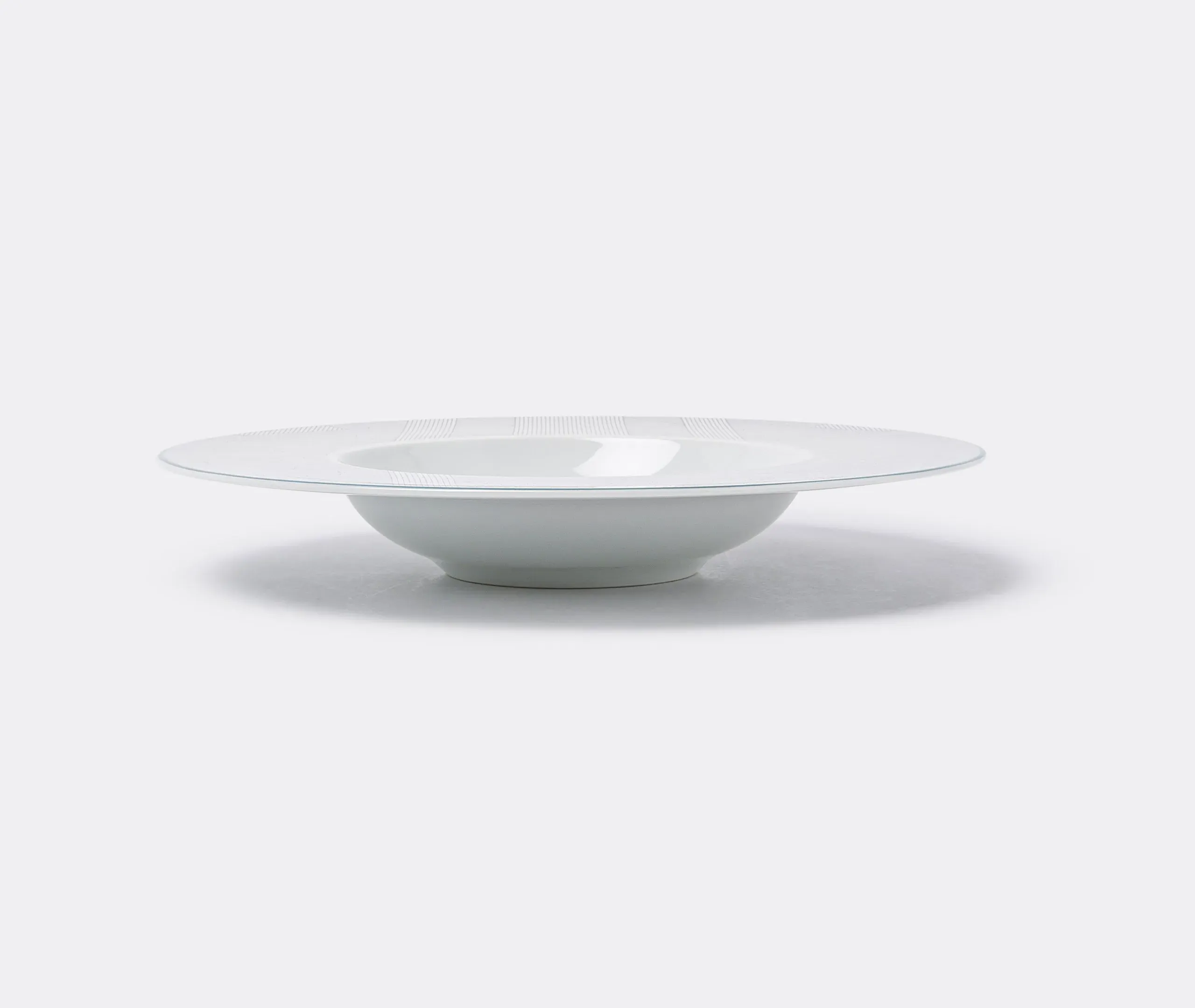 Soup Plate with Geometric Design - White, Porcelain