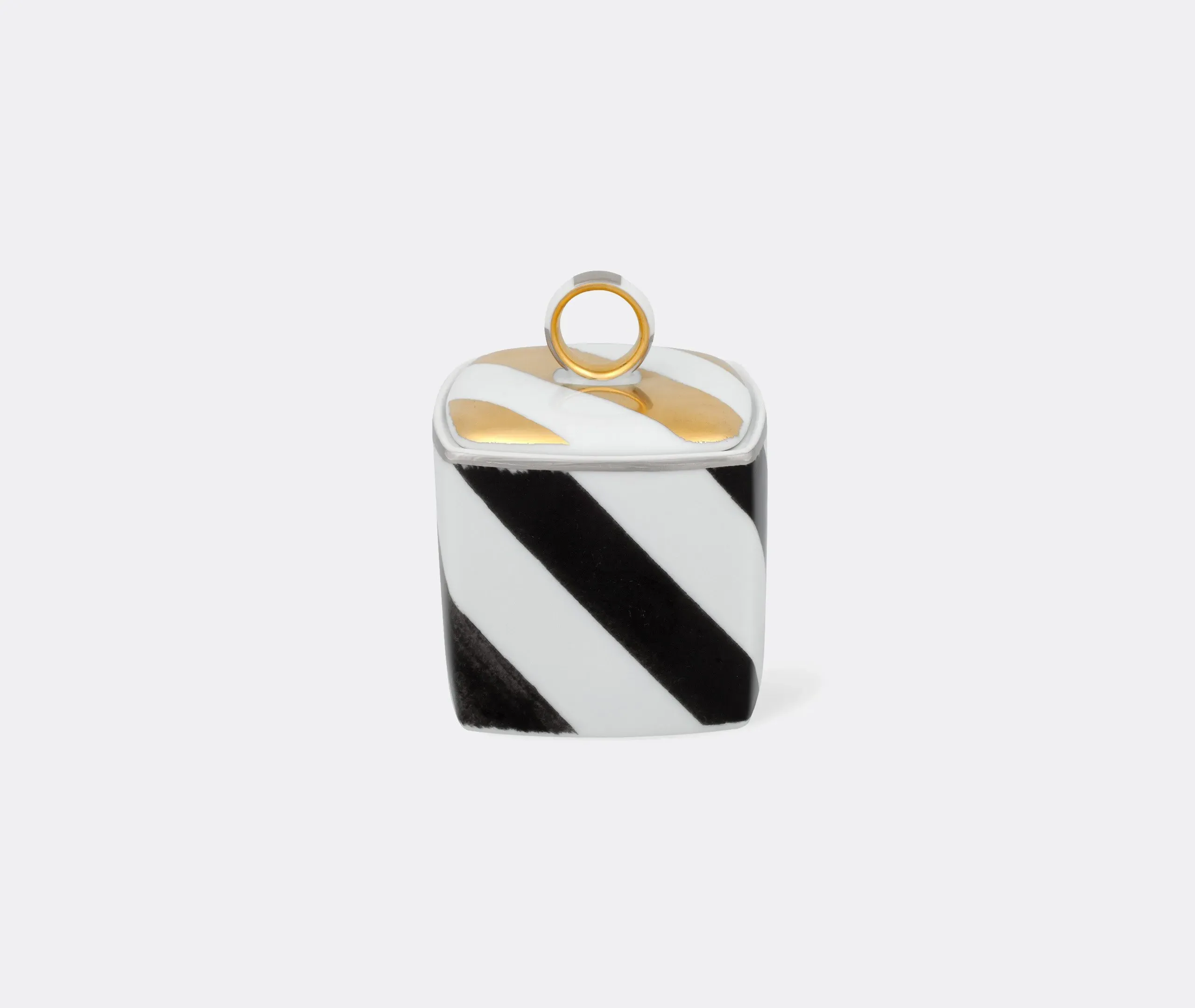 Sugar Bowl with Striped Design - Black, White image