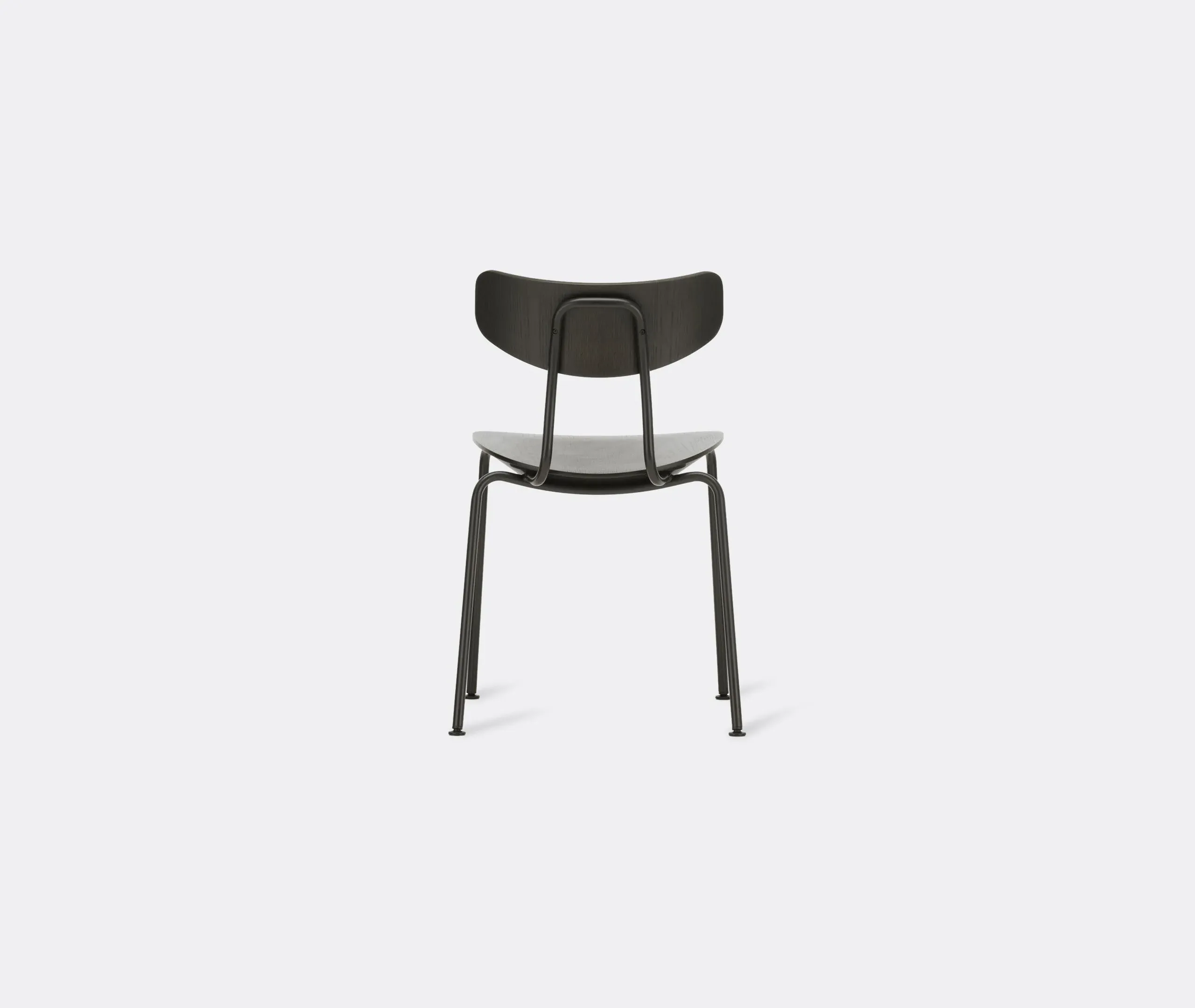 Dining Chair with Steel Base - Dark Oak, Plywood