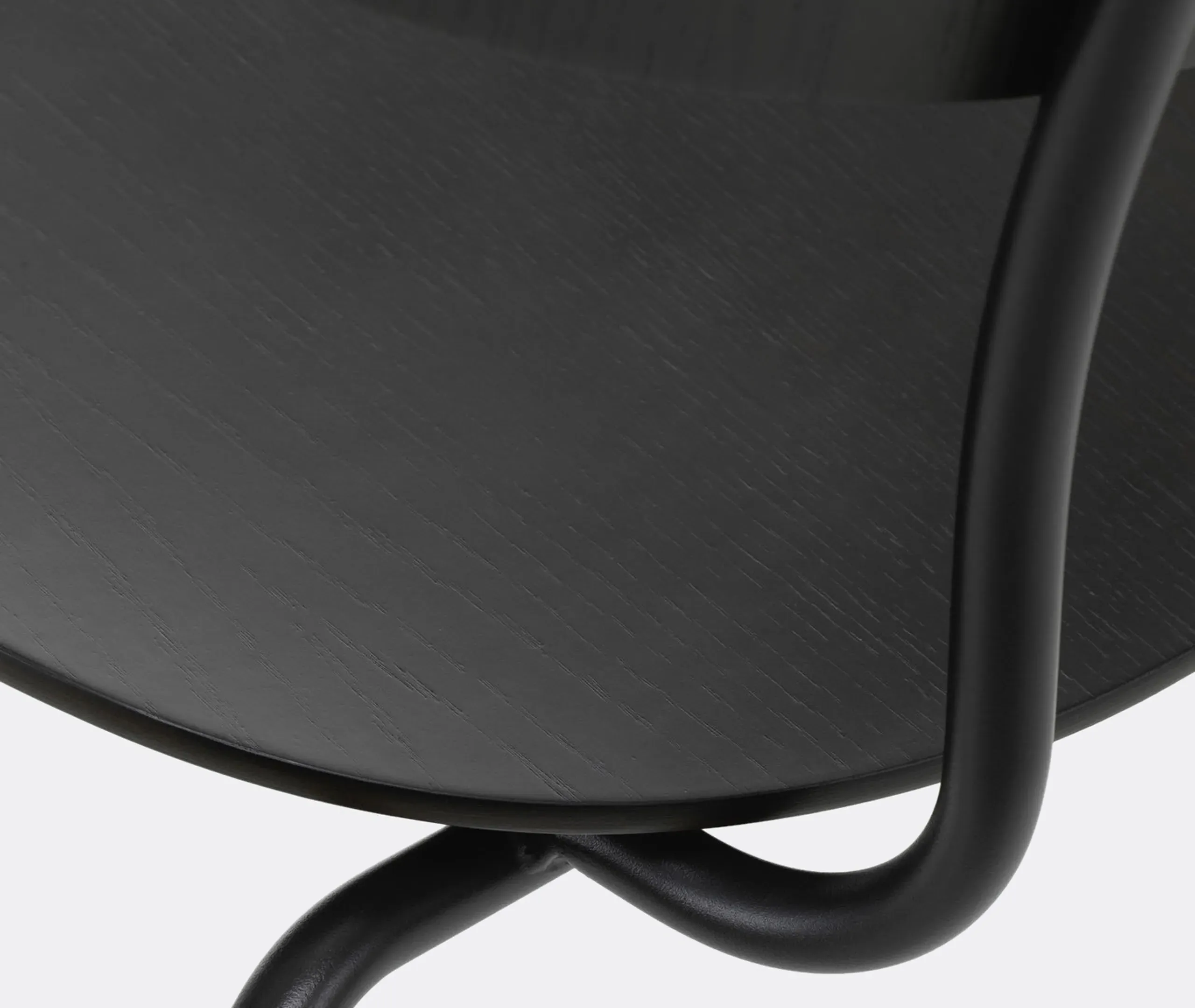 Dining Chair with Steel Base - Dark Oak, Plywood