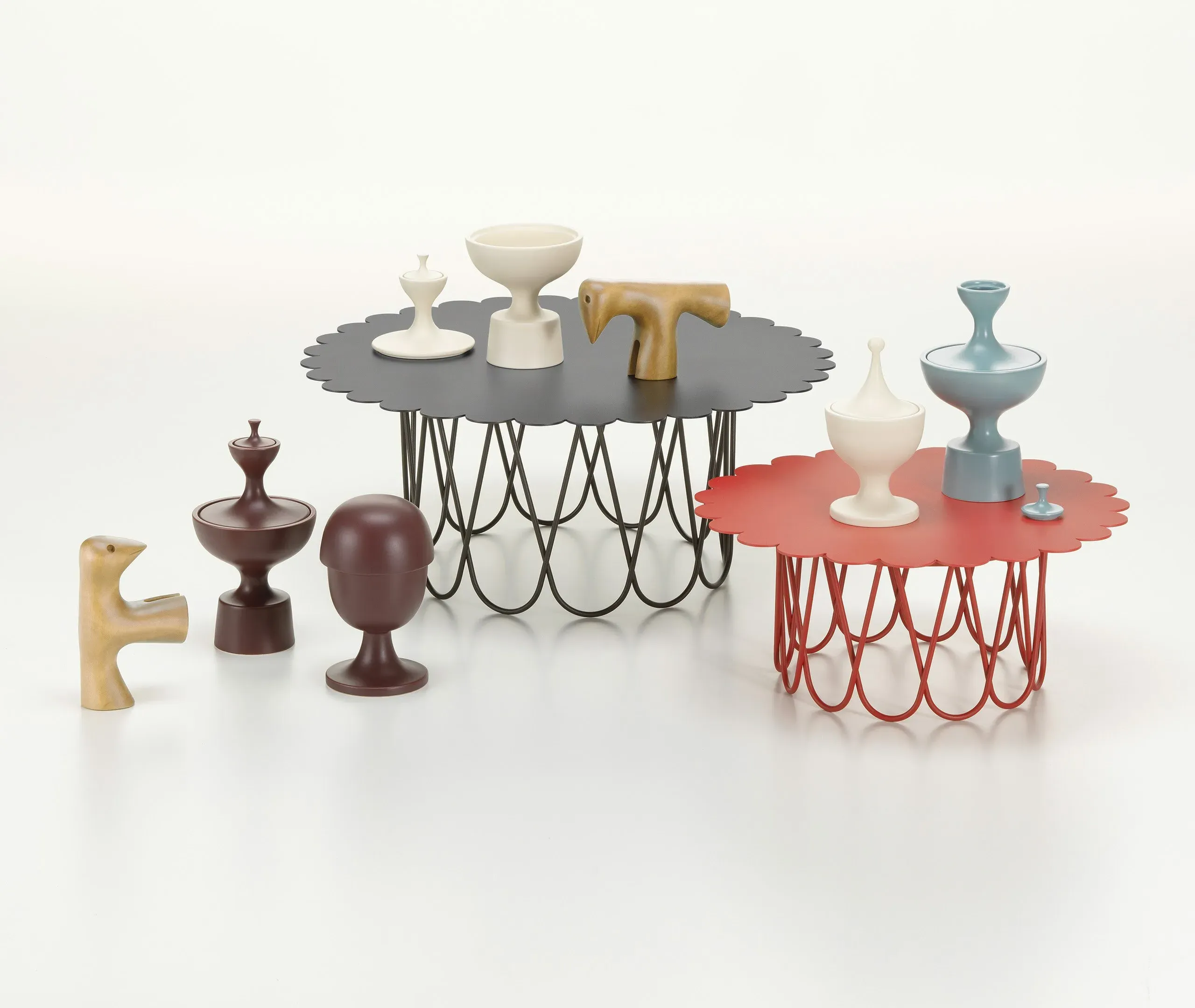 Flower Side Table - Red, Powder-Coated Steel