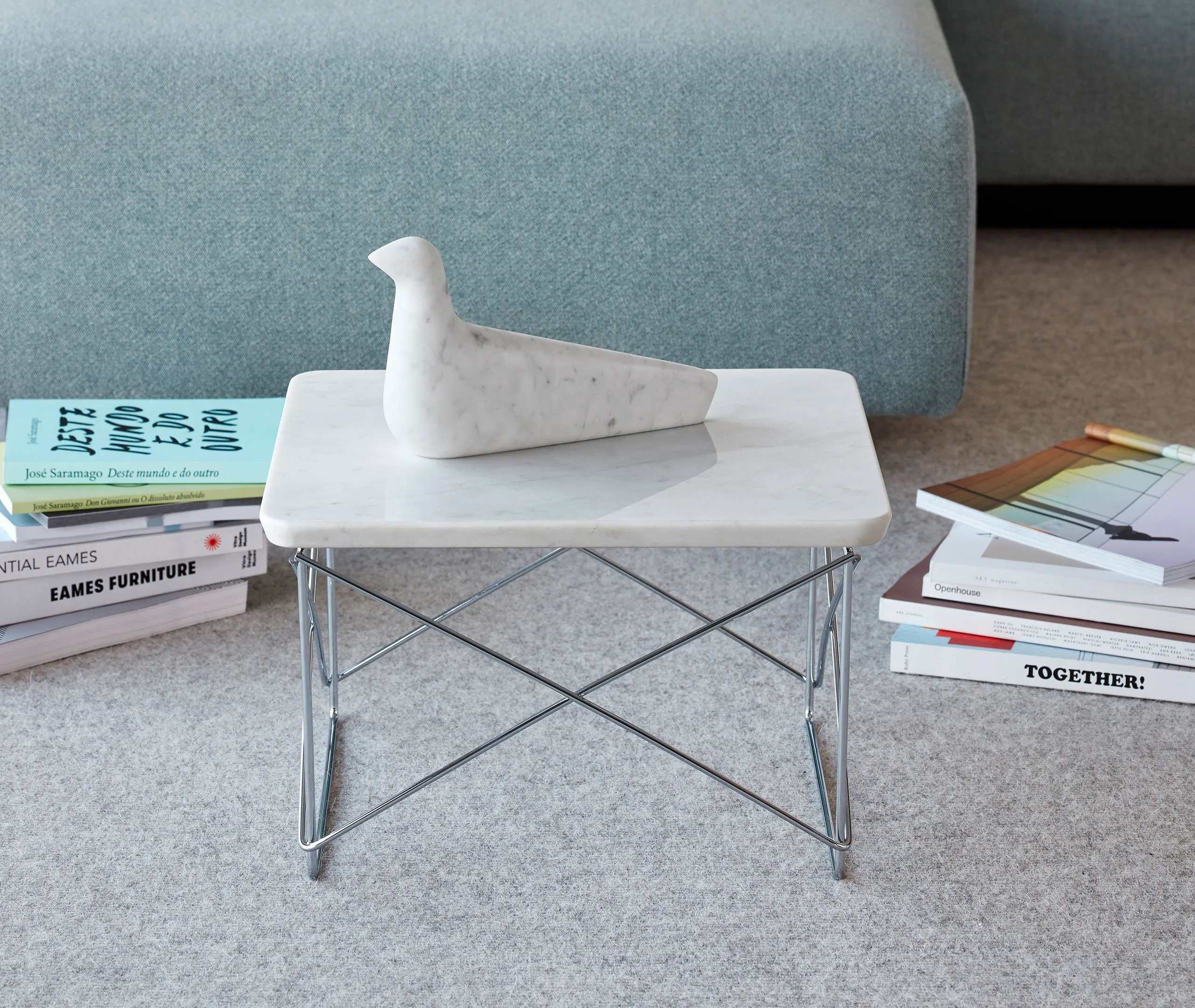Square Occasional Table - Marble, Chrome Steel
