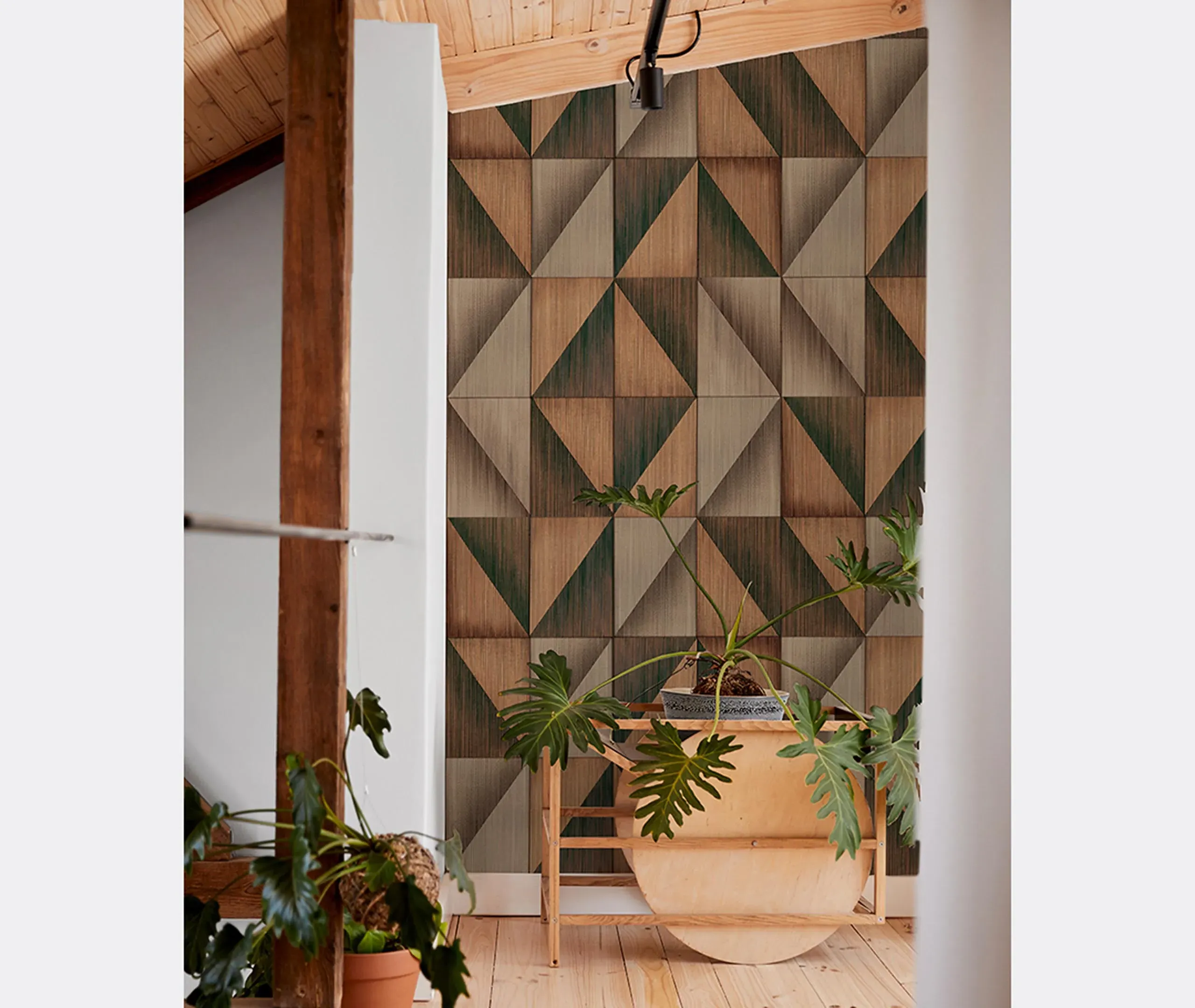 Geometric Wallpaper with Texture - Rust