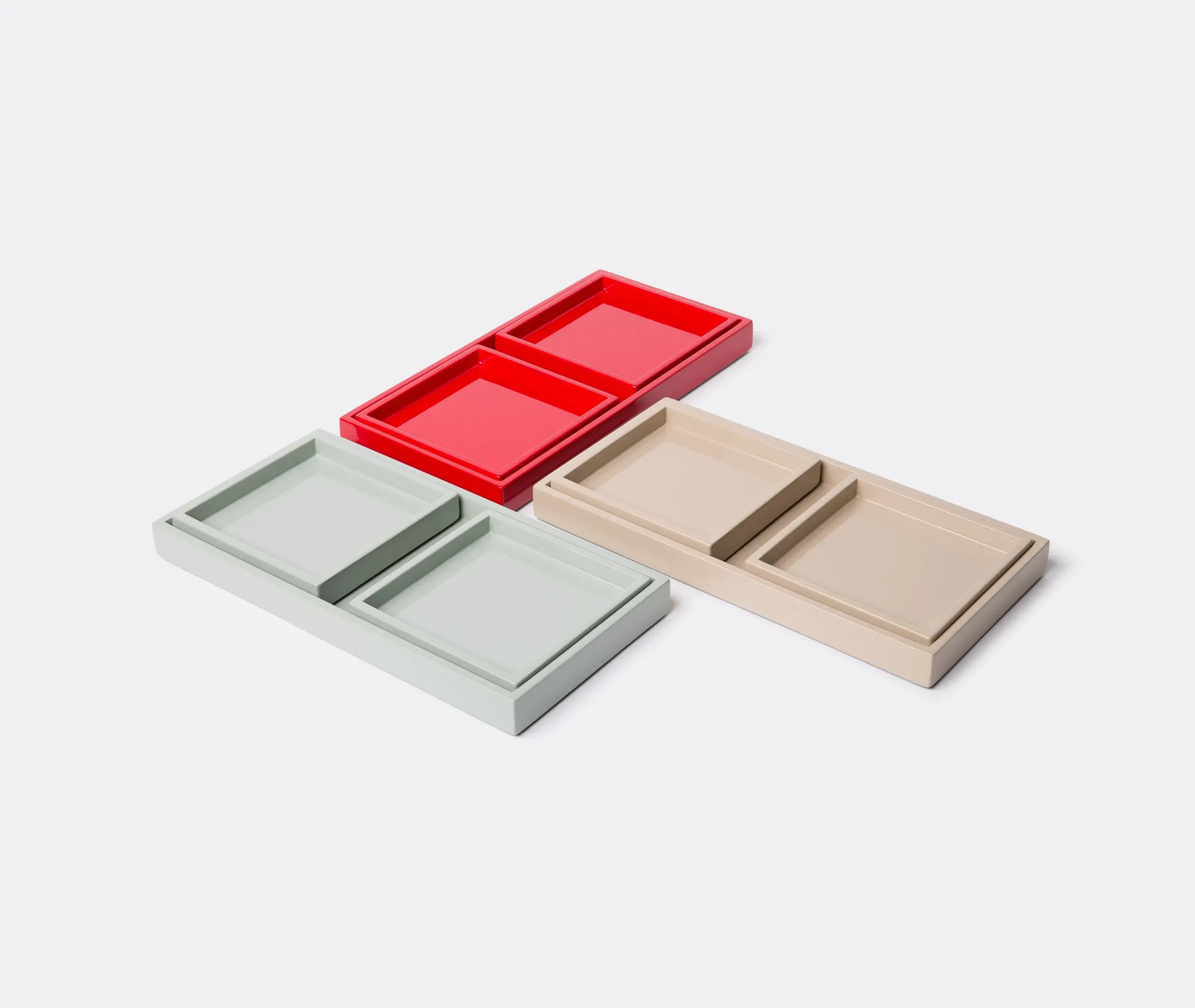 3-Piece Serving Tray Set - Grey, MDF