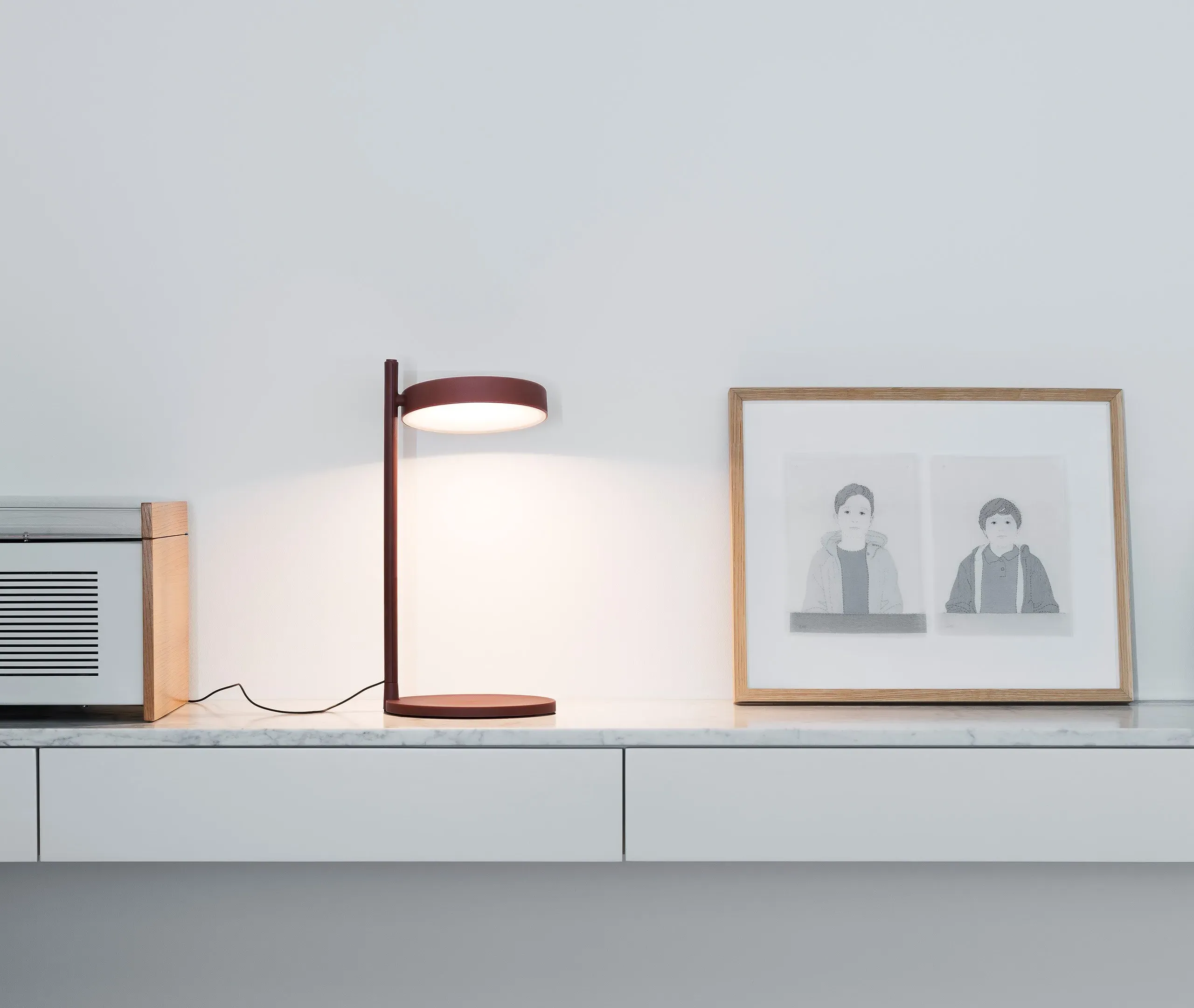 Disc Pendant Light with LED - Oxide Red