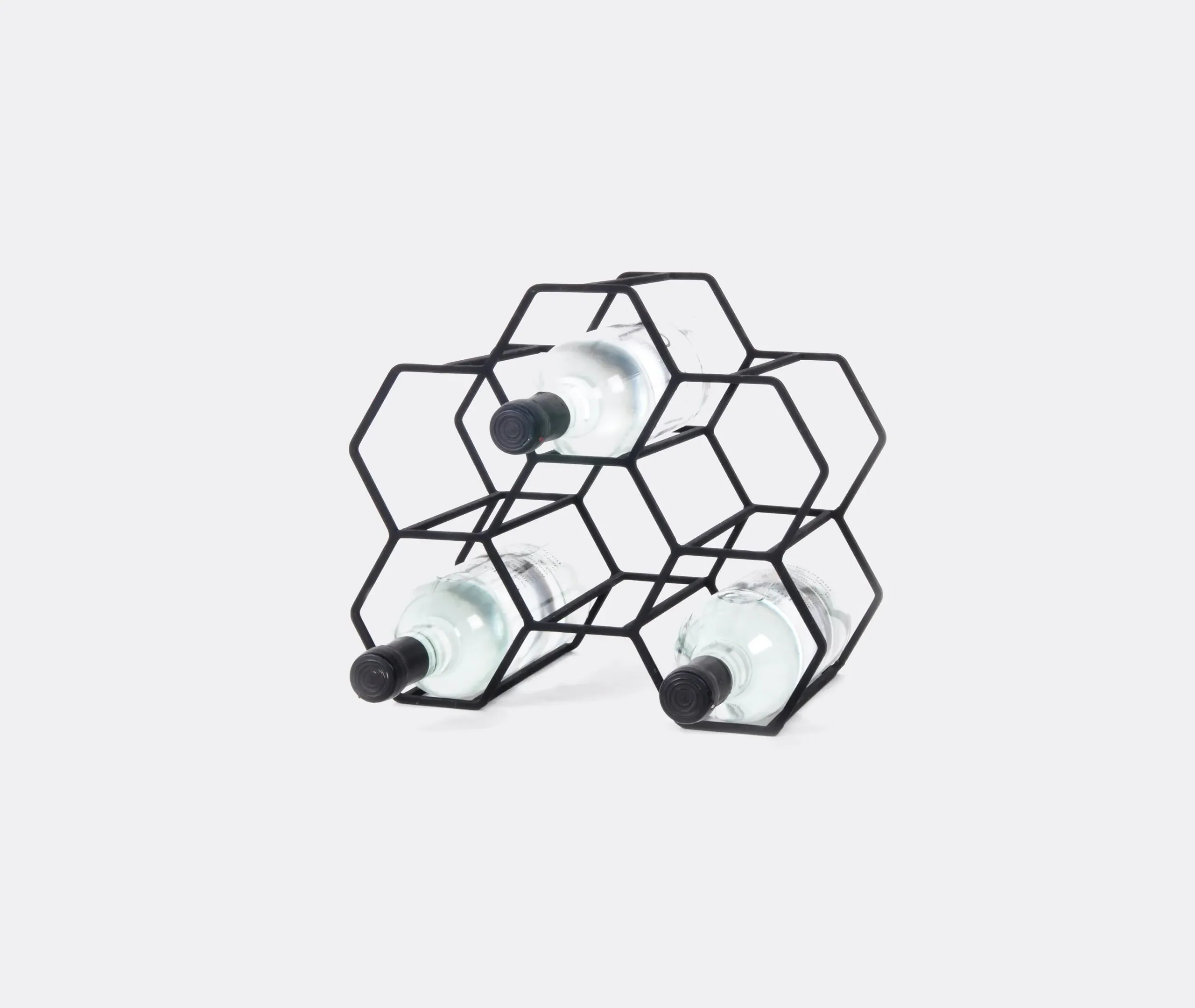 6-Bottle Wine Rack Hexagonal Design - Black, Iron
