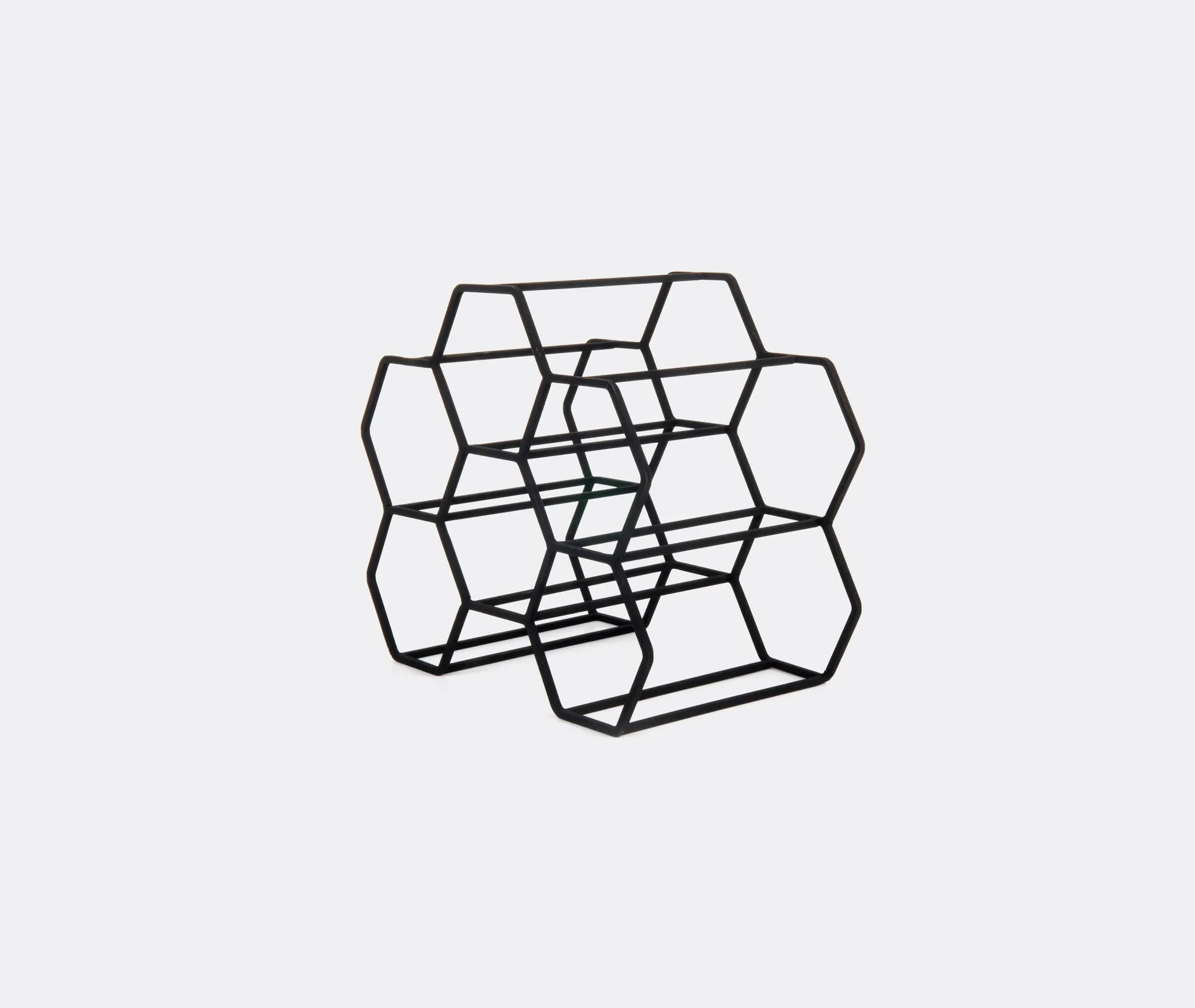 6-Bottle Wine Rack Hexagonal Design - Black, Iron image