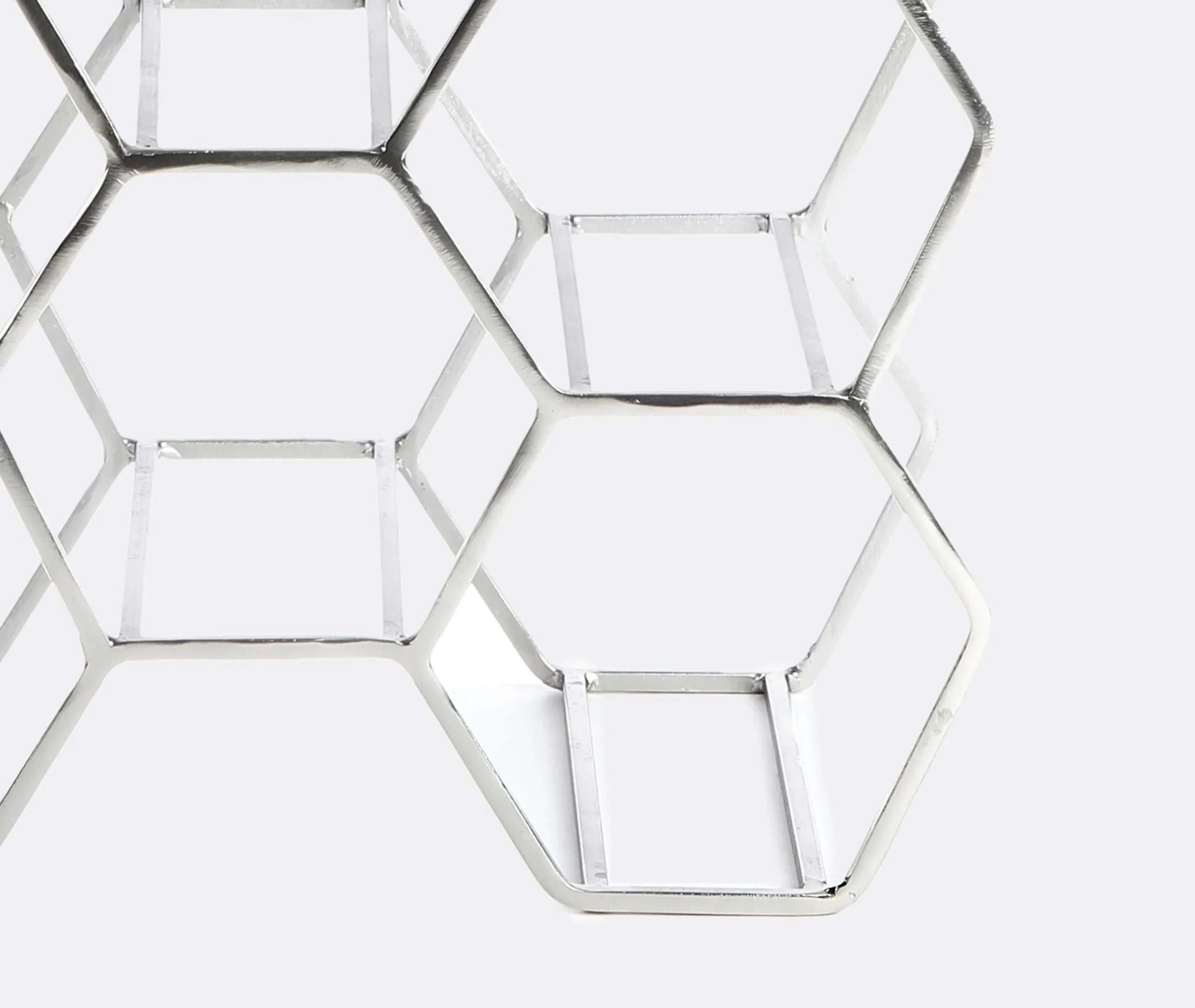 6-Bottle Wine Rack Hexagonal Design - Silver, Iron