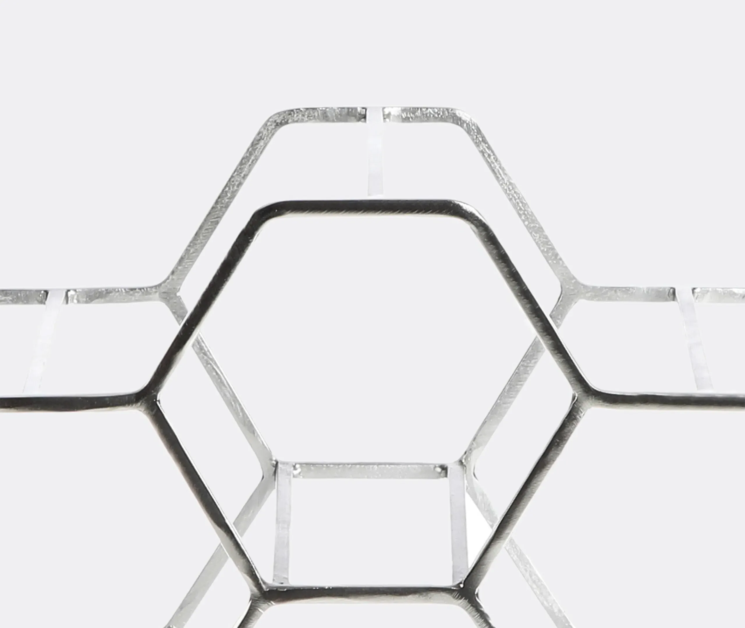 6-Bottle Wine Rack Hexagonal Design - Silver, Iron