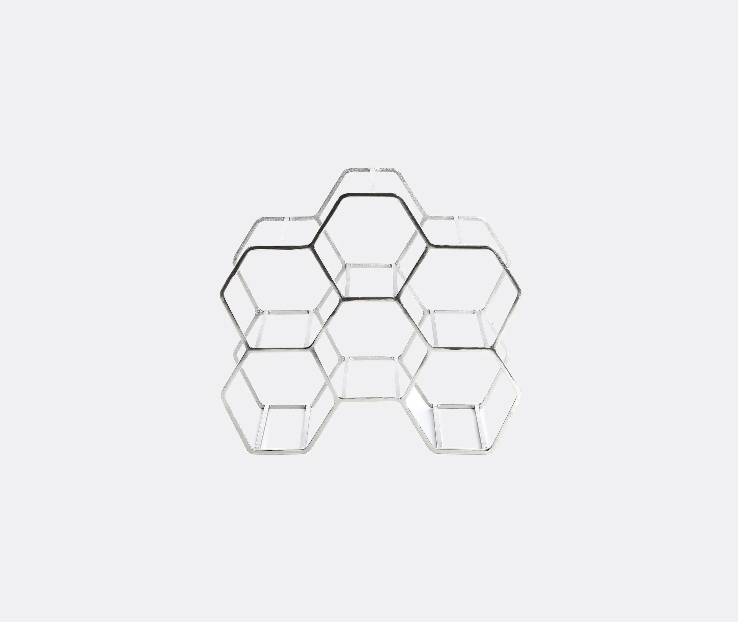 6-Bottle Wine Rack Hexagonal Design - Silver, Iron
