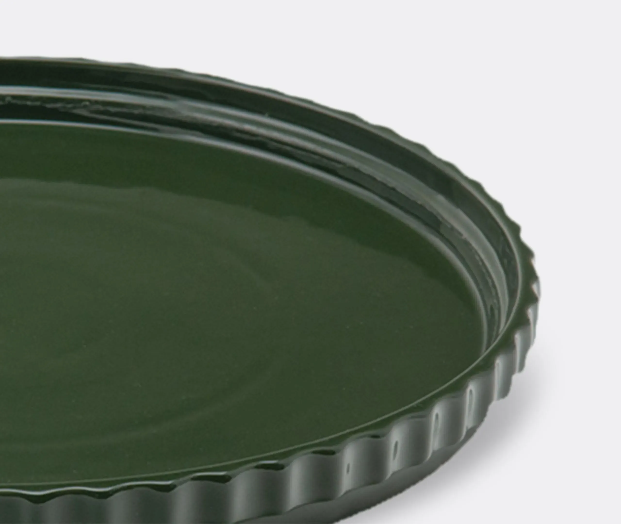 Dinner Plate with Linear Creases - Green, Porcelain