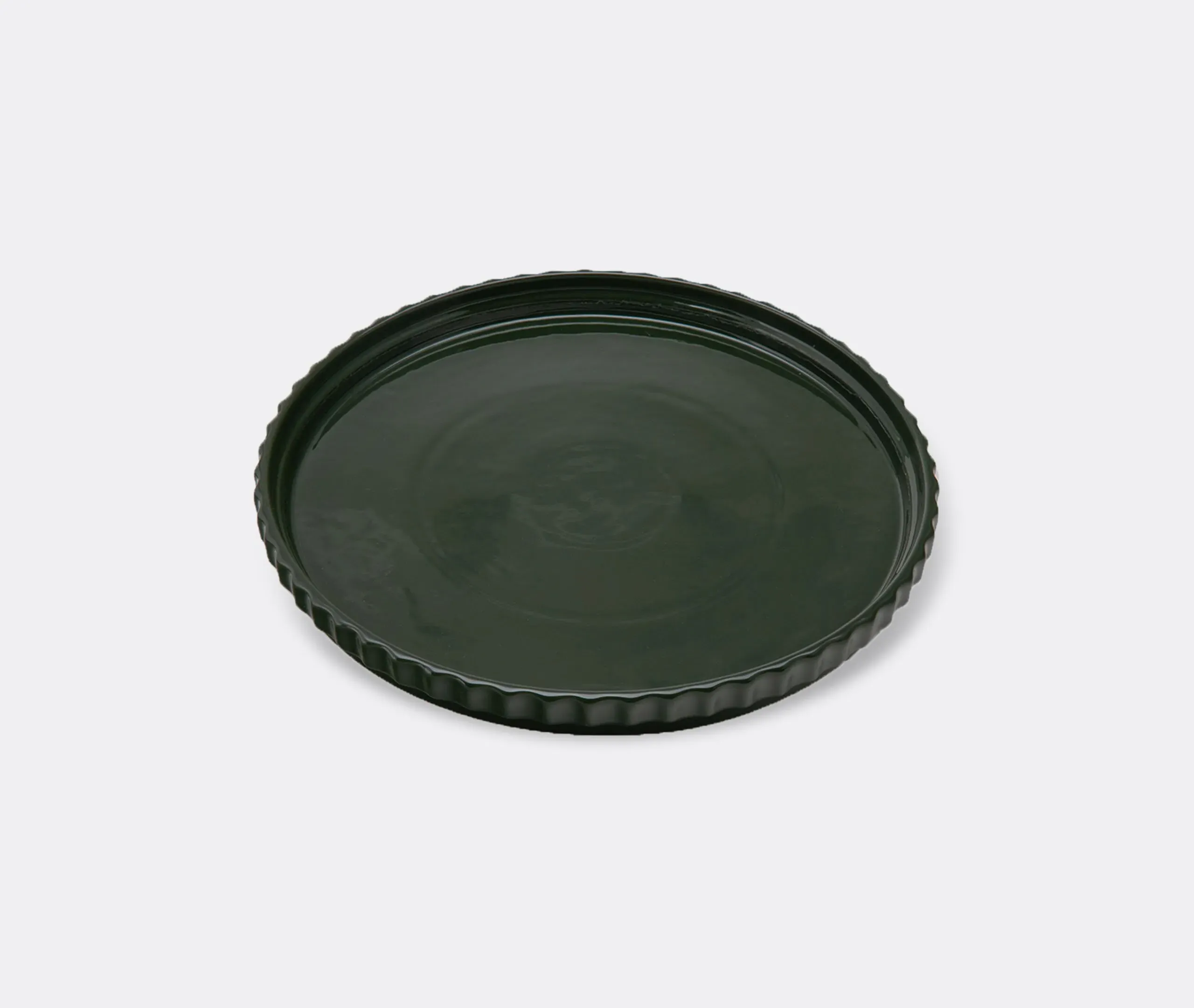 Dinner Plate with Linear Creases - Green, Porcelain