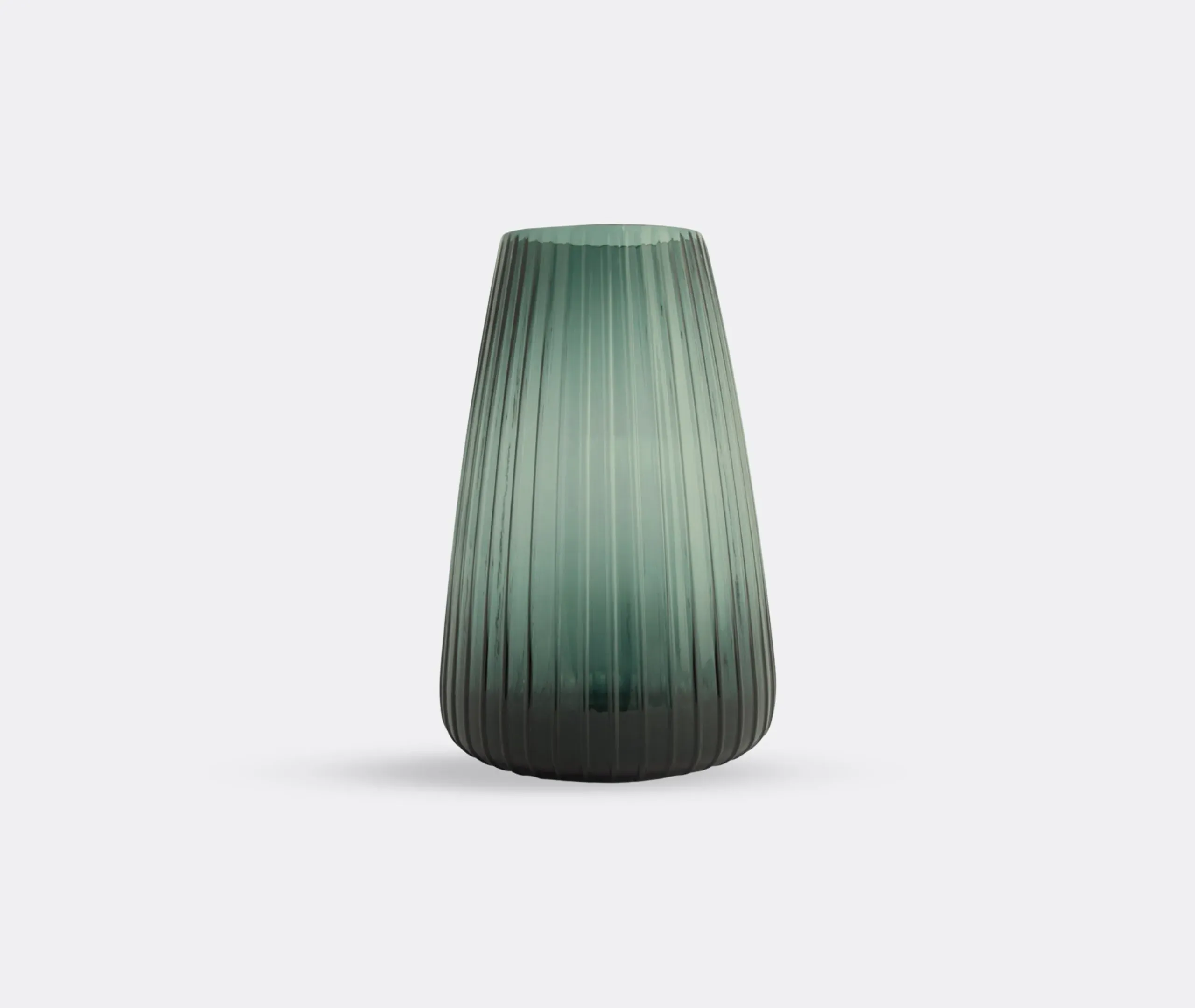 Extra Large Ribbed Vase - Green, Glass