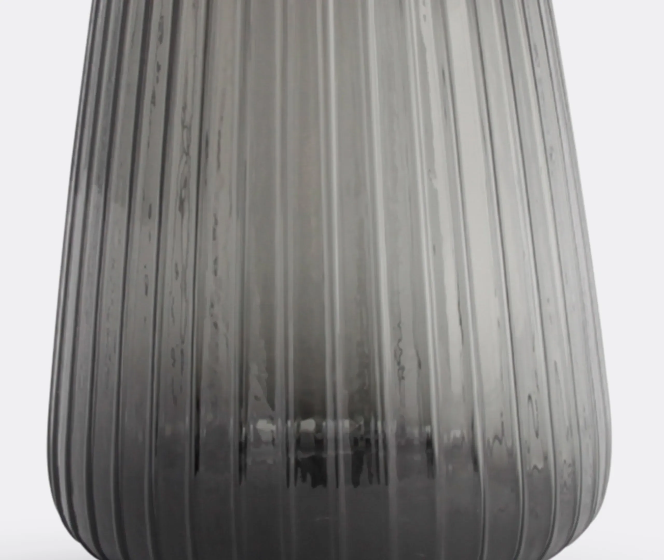 Extra Large Ribbed Vase - Grey, Glass