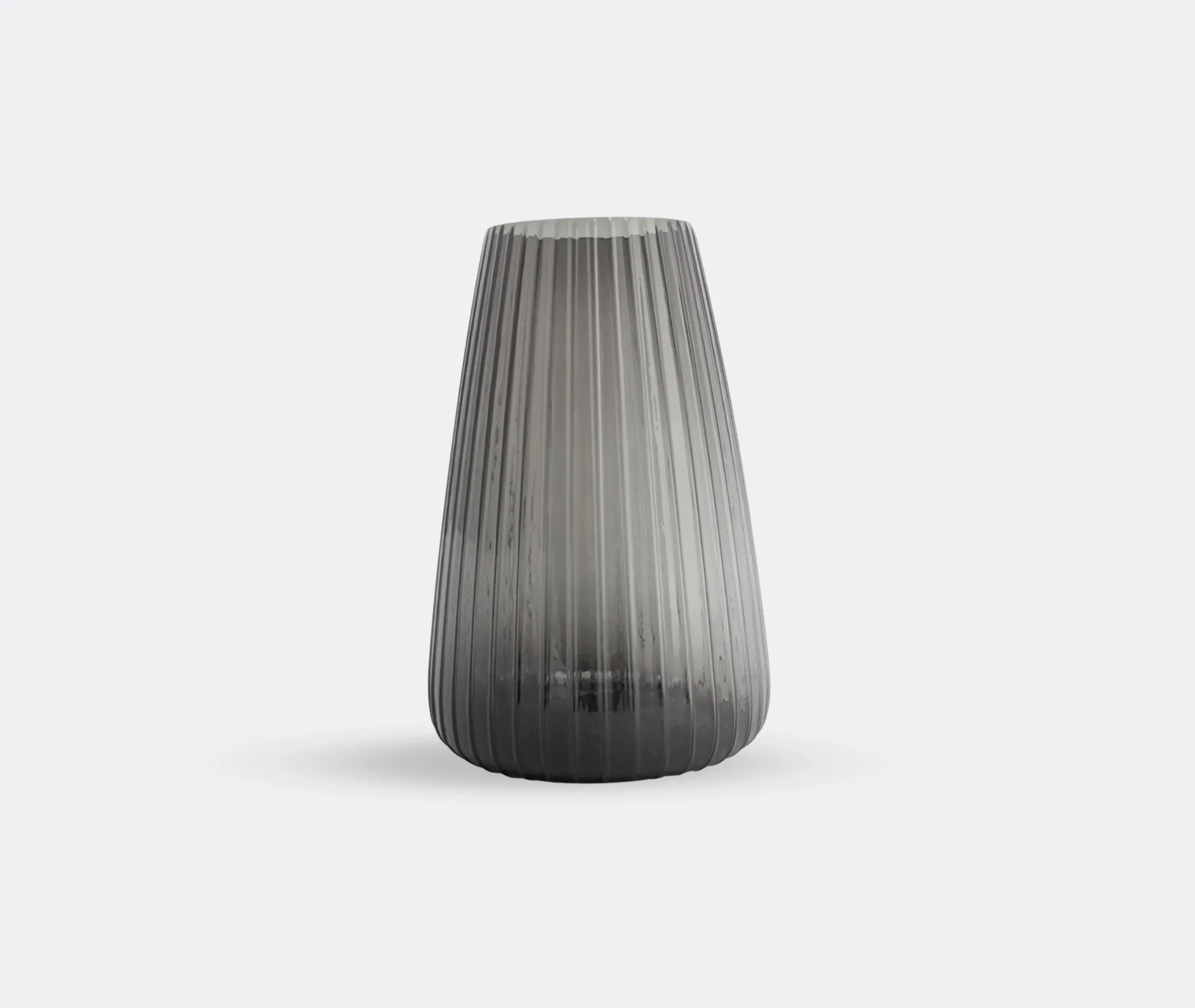 Extra Large Ribbed Vase - Grey, Glass