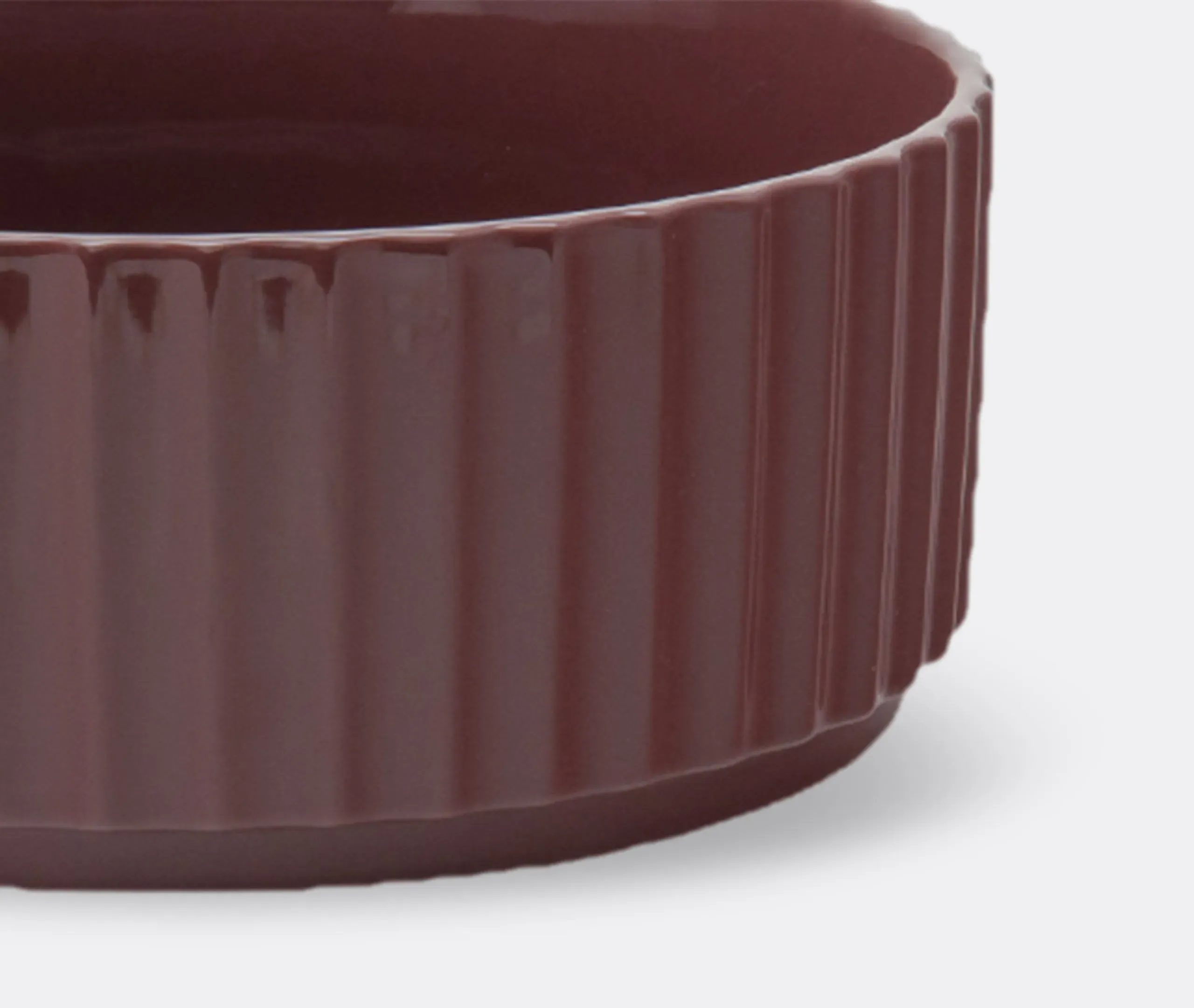 Handcrafted Bowl with Linear Creases - Brown