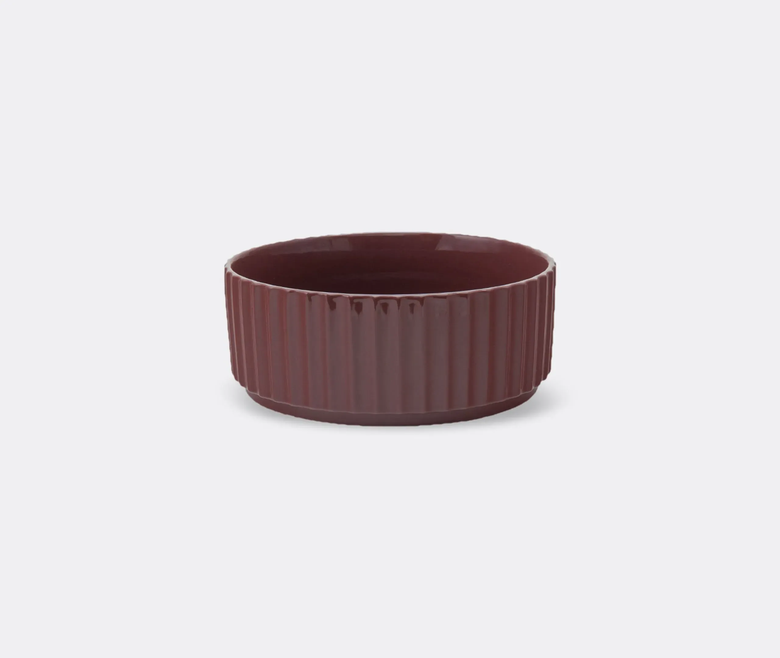 Handcrafted Bowl with Linear Creases - Brown