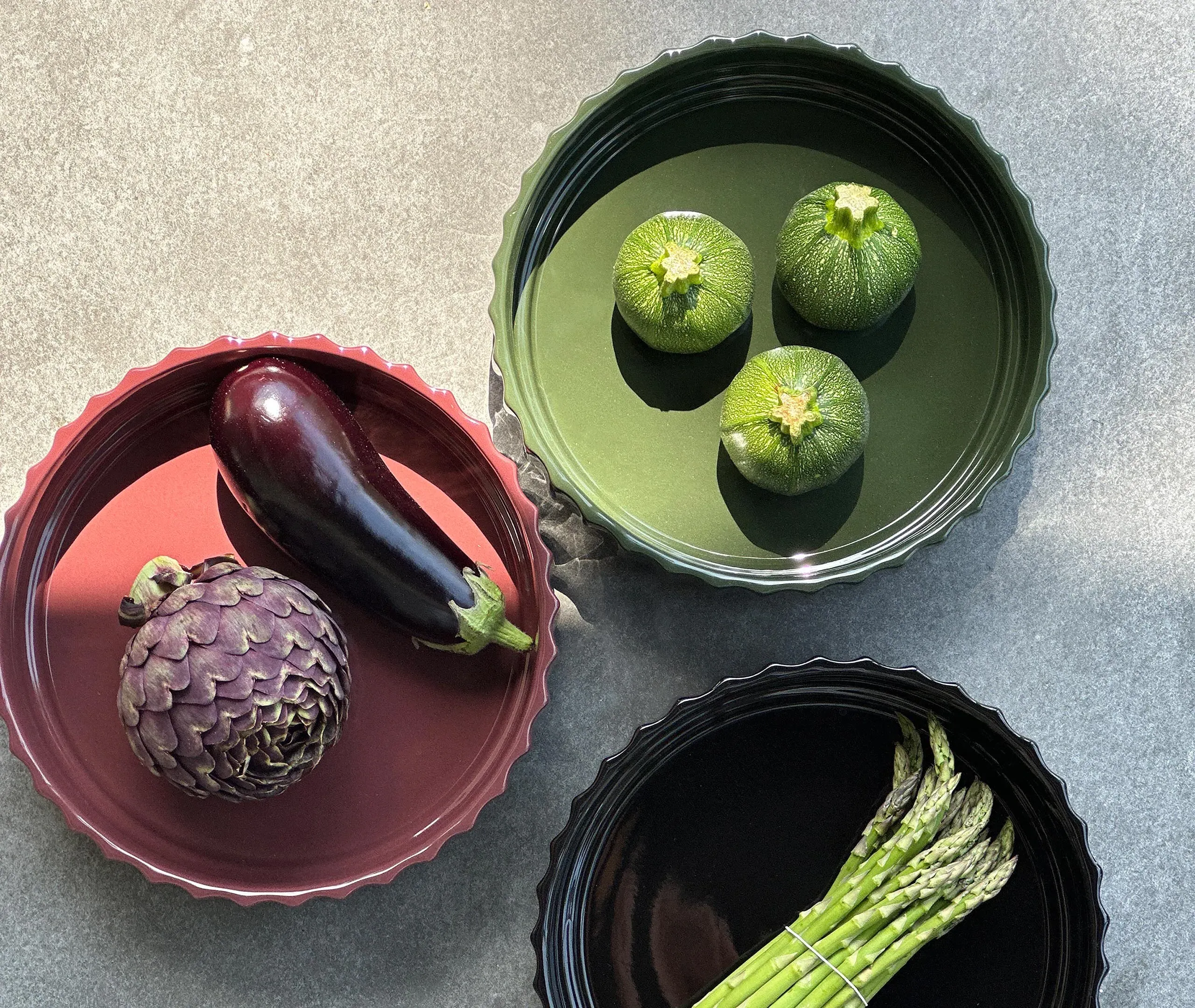 Handcrafted Bowl with Linear Creases - Green