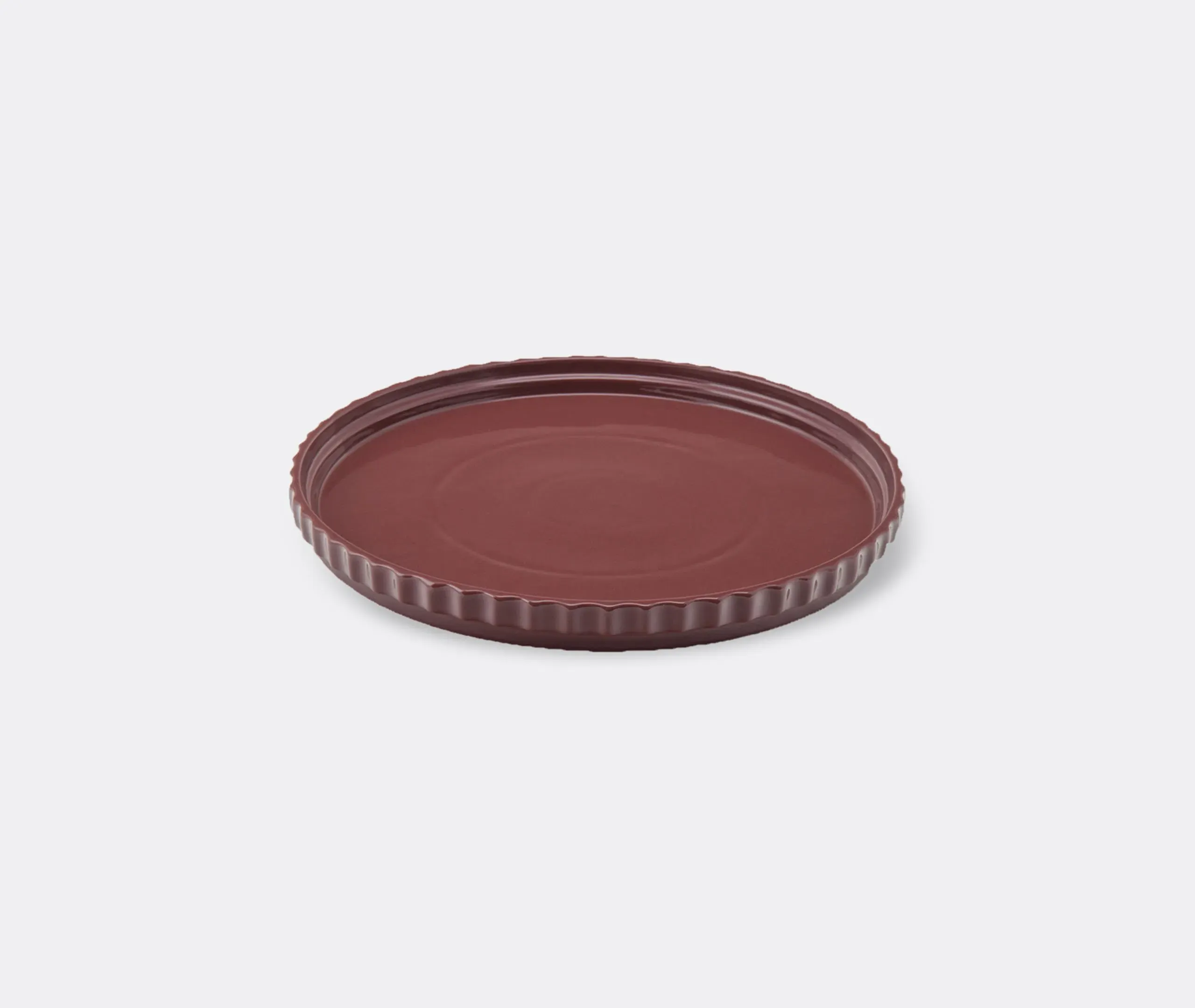 Handcrafted Plate with Creased Edges - Brown image