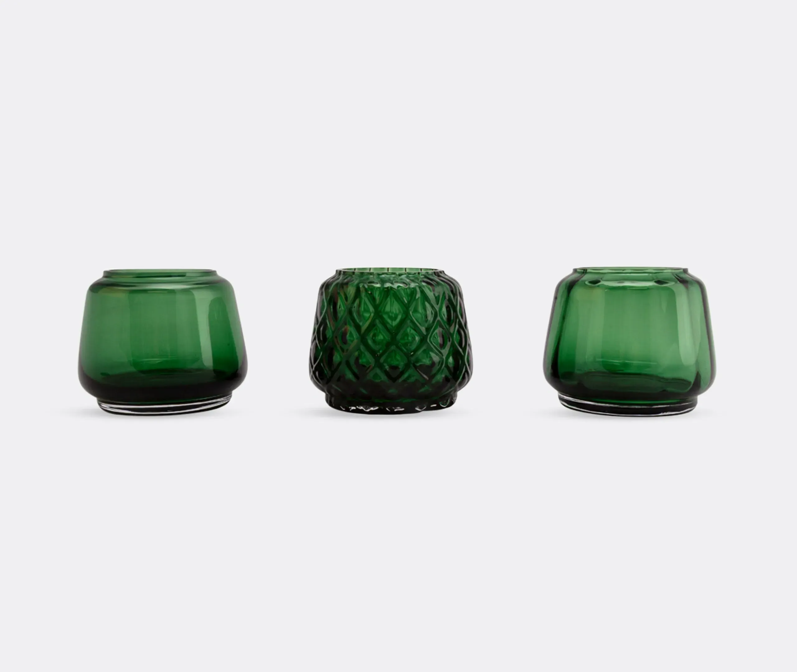 Kuro Tealight Holders Set of Three - Moss Green, Glass image