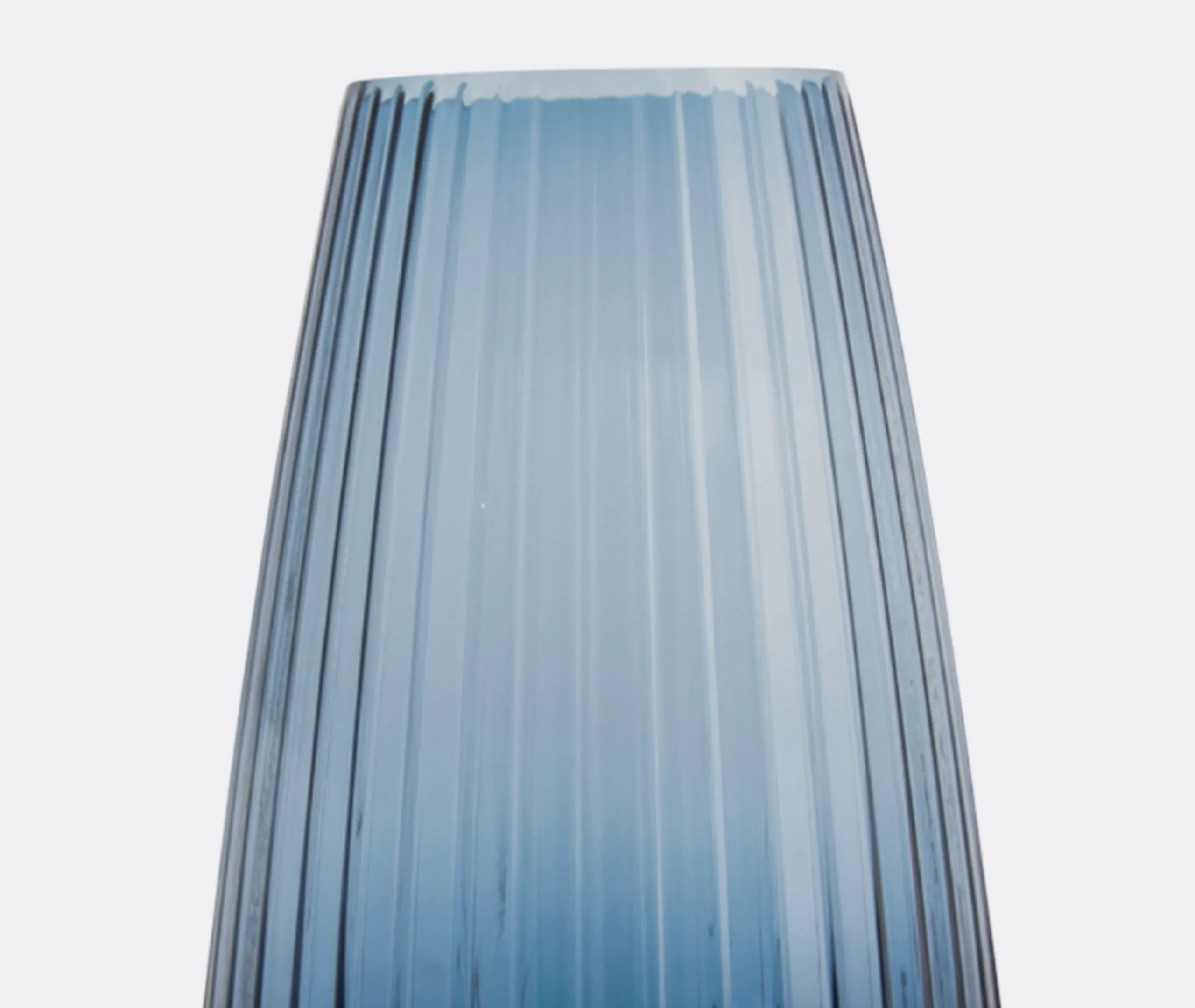 Large Ribbed Vase - Blue, Glass