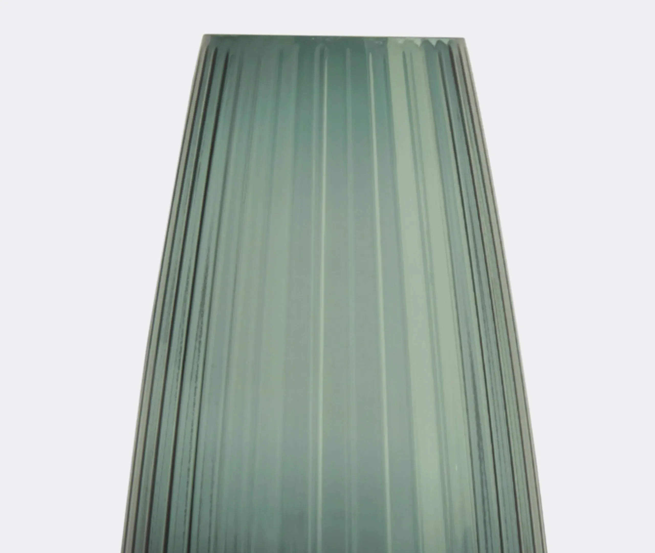 Large Ribbed Vase - Green, Glass